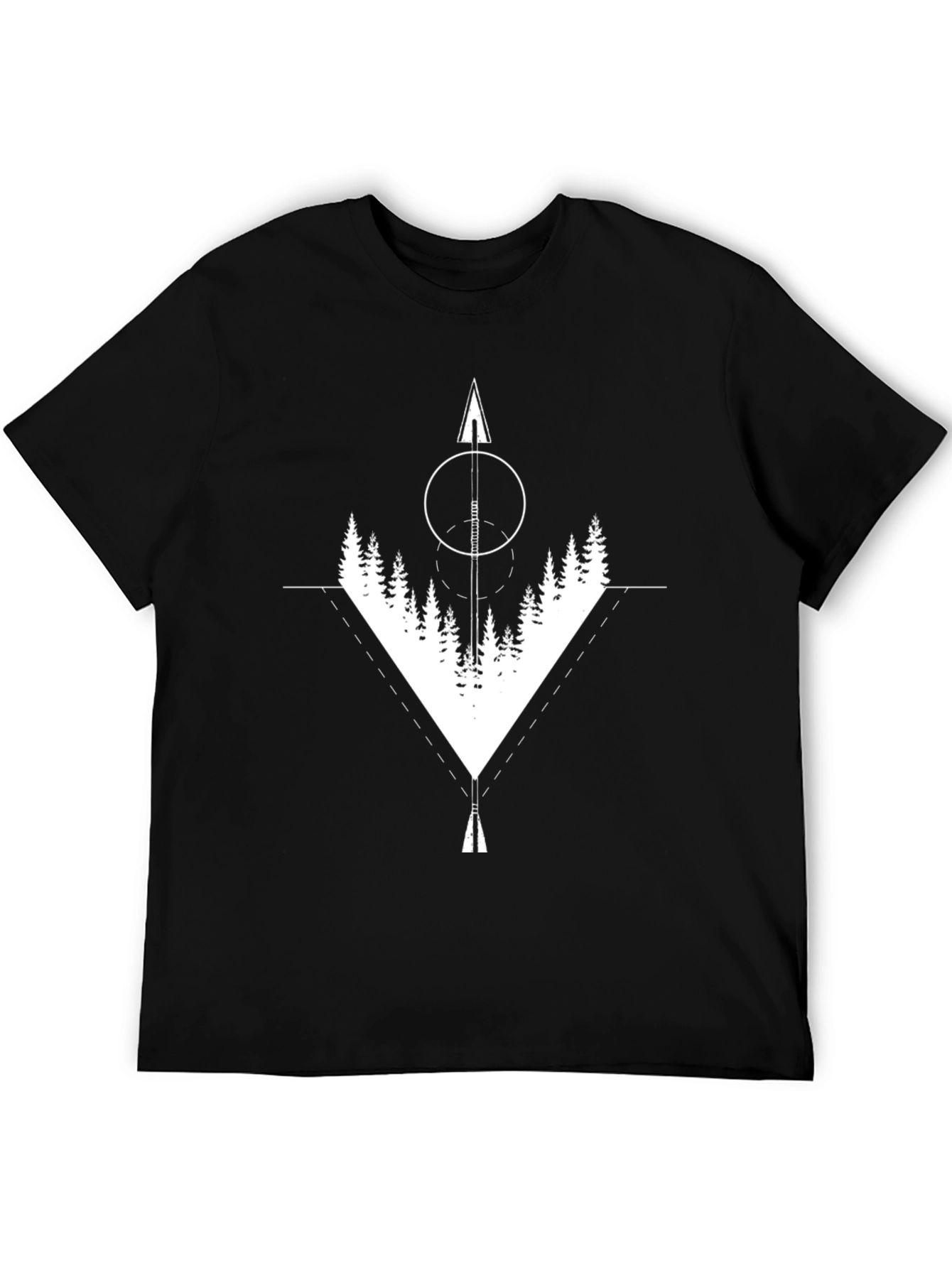 Black Geometric Forest Arrow Graphic Black T-Shirt view 5