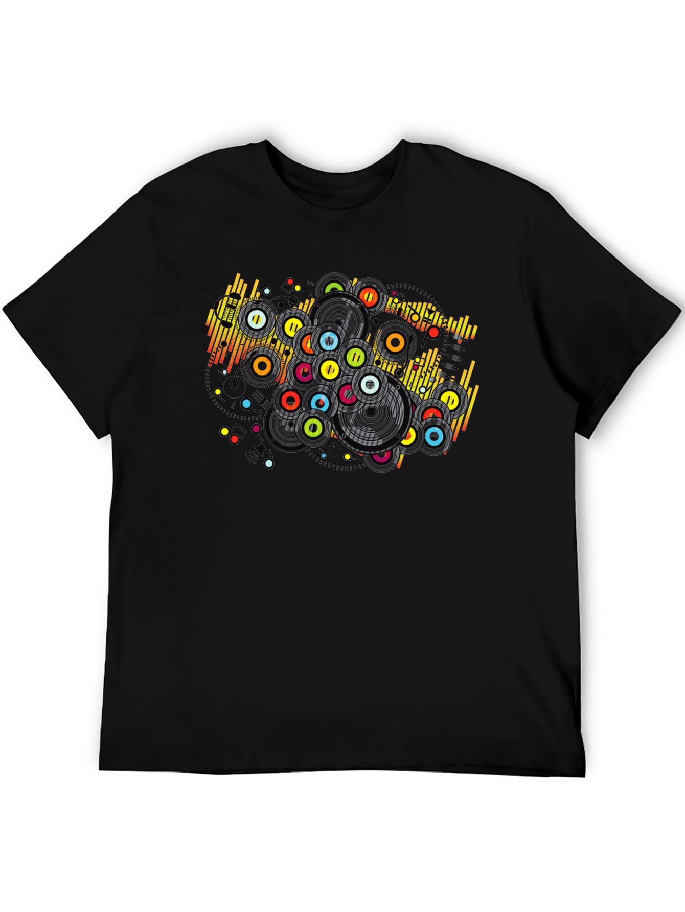 Black Retro Vinyl Record Graphic T-Shirt view 5