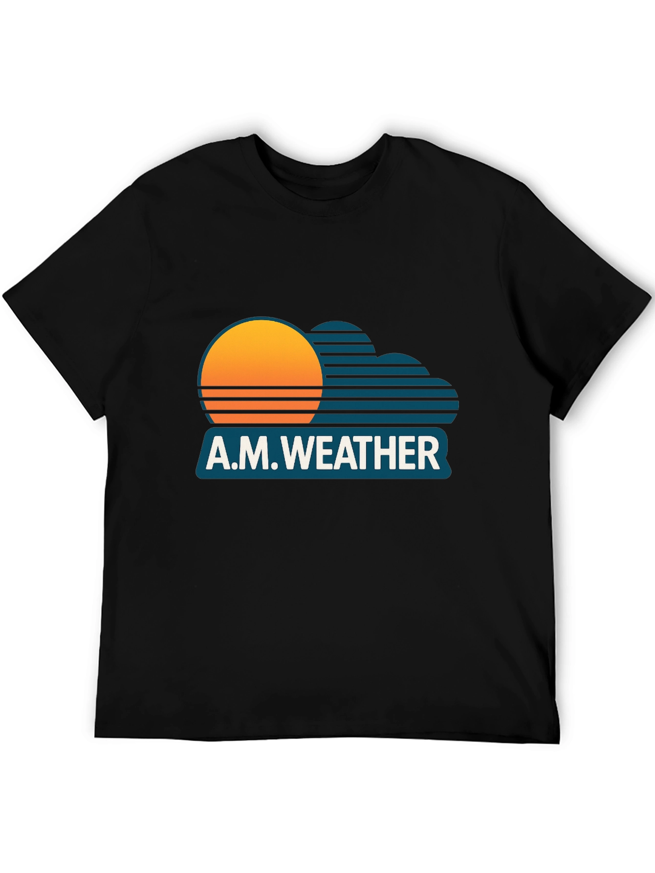 Black A.M. Weather Graphic Tee - Retro Sunset Style view 5