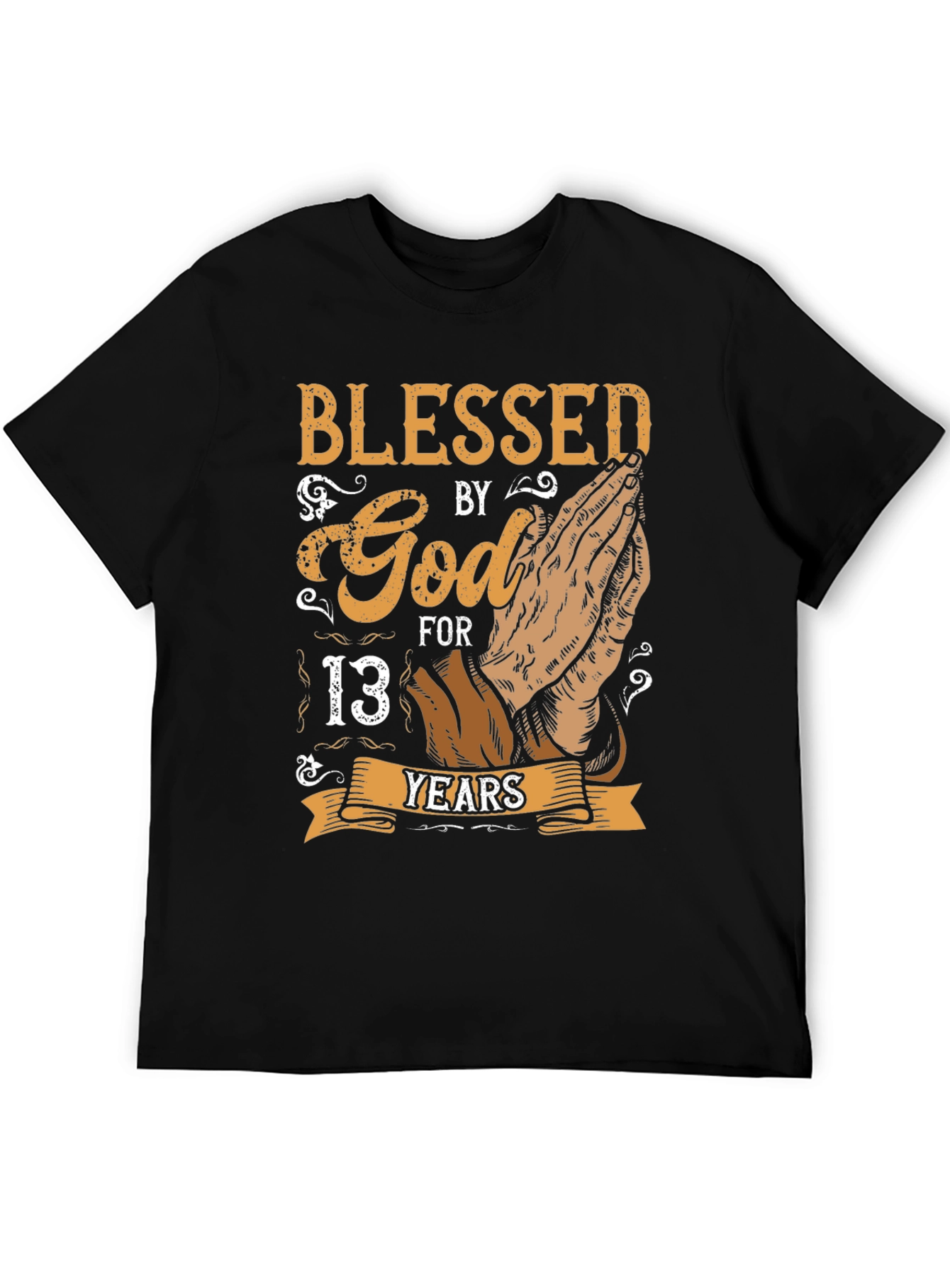 Black Blessed by God 13 Years T-Shirt view 5