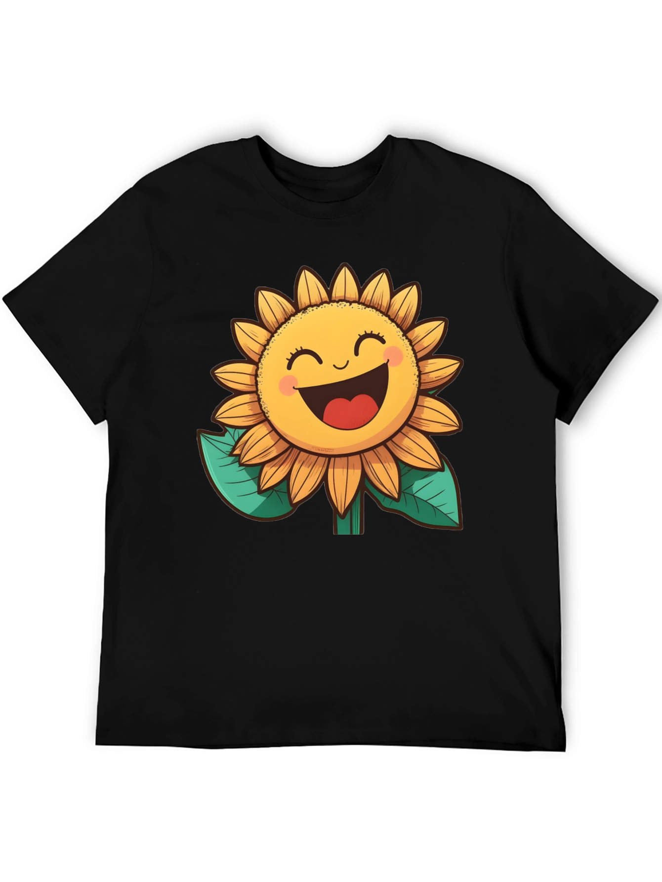 Black Happy Sunflower Graphic Tee - Black view 5