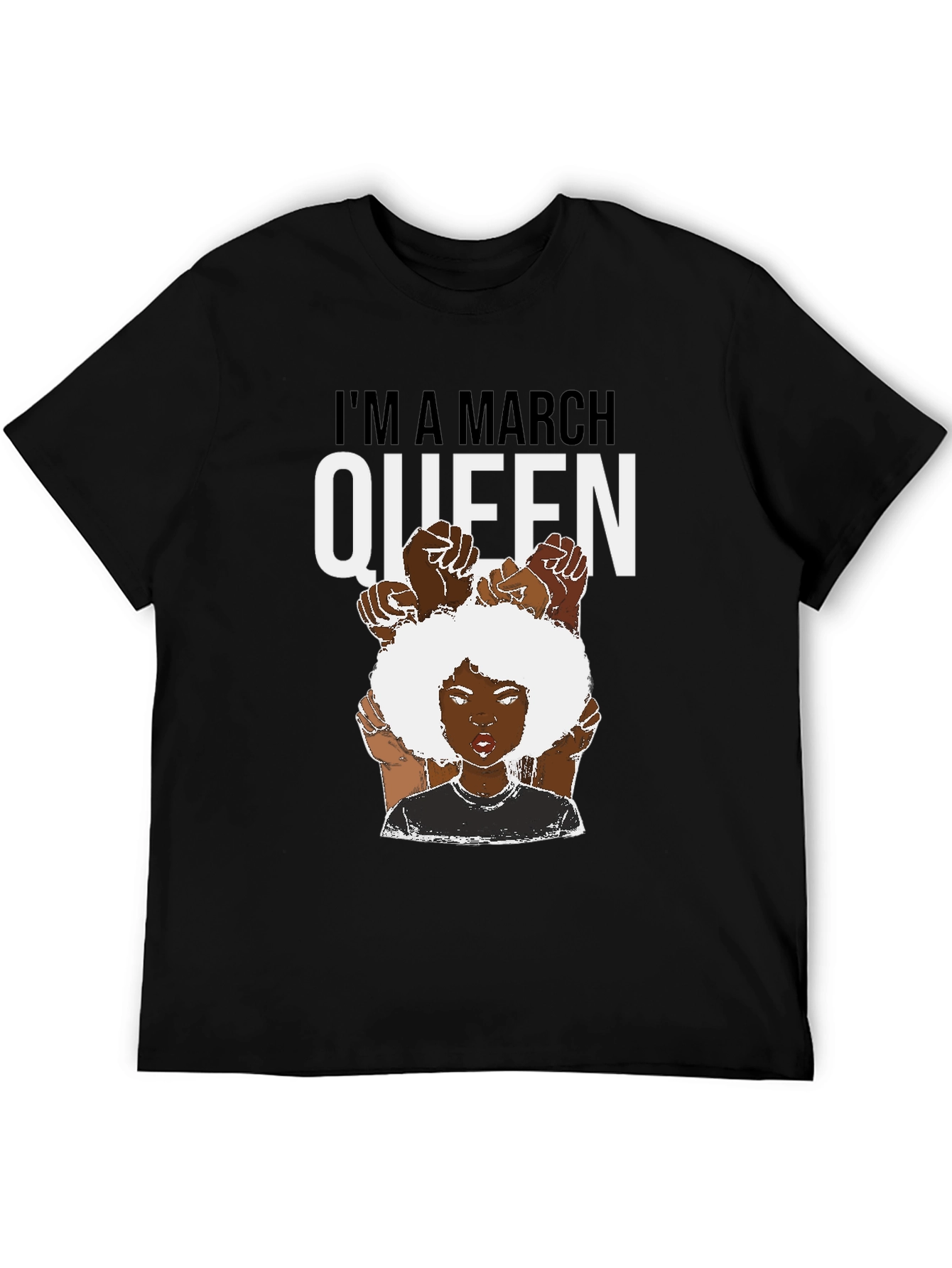 Black I'm a March Queen Black T-Shirt view 5