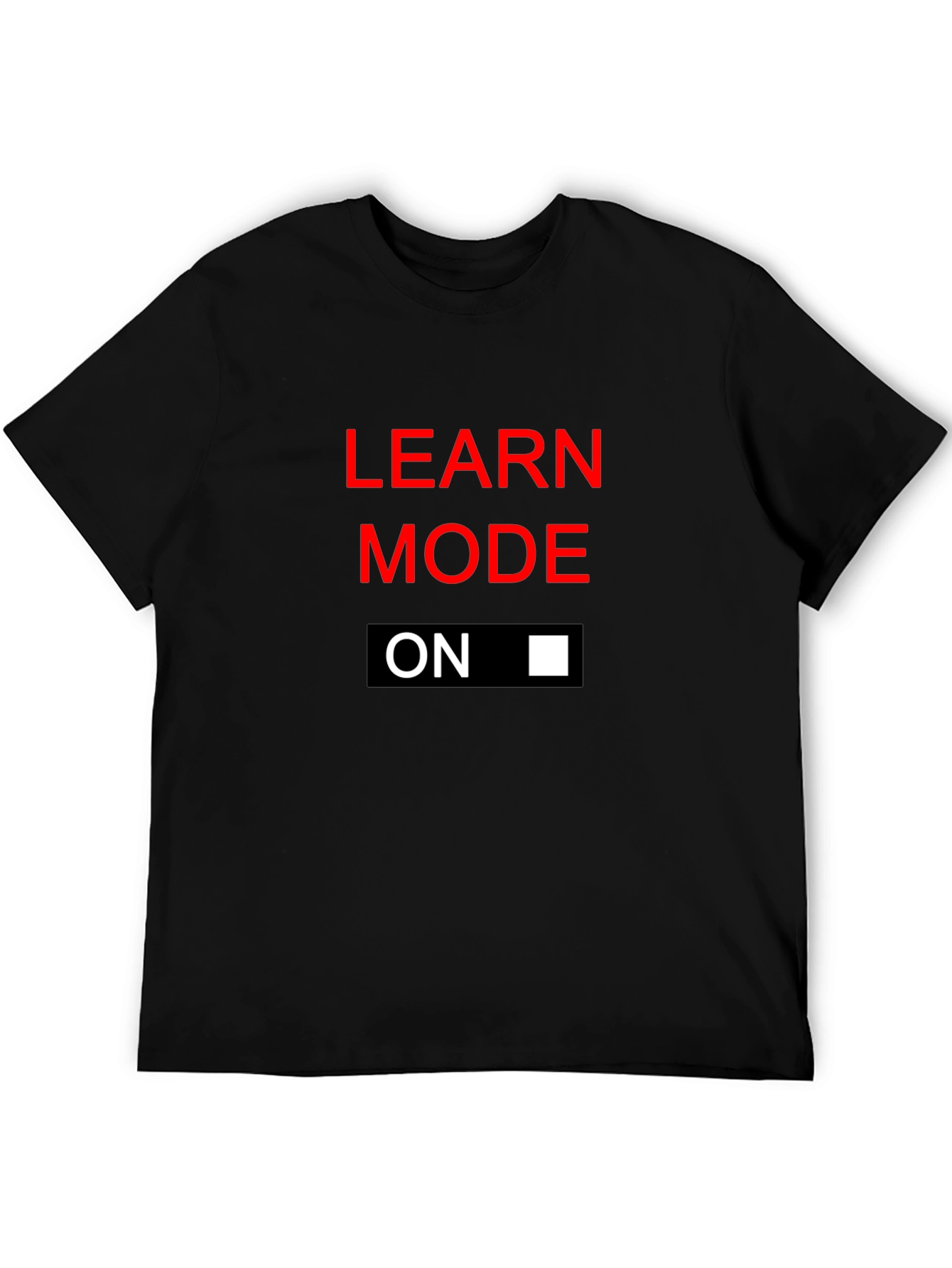 Black Learn Mode On Graphic Tee - Black Cotton T-Shirt view 5