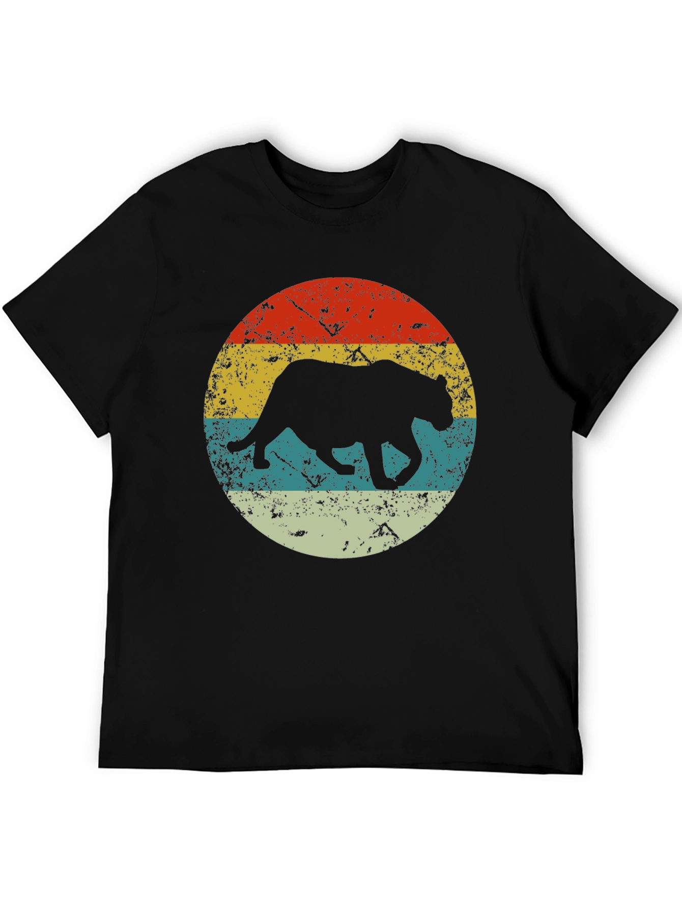 Black Retro Panther Graphic Black T-Shirt view 5