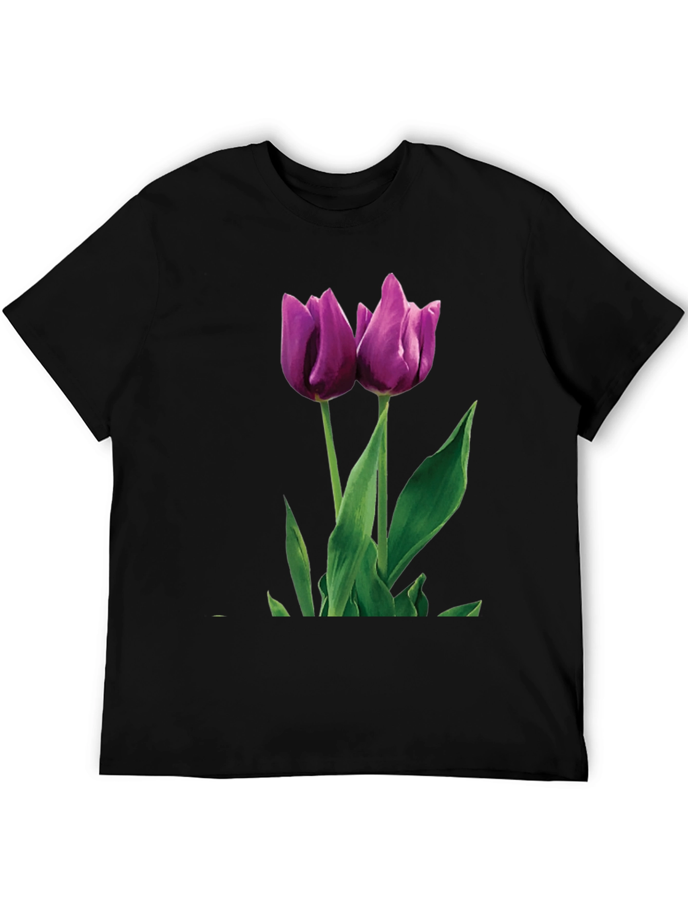 Black Tulip Graphic T-Shirt - Black Cotton Blend view 5