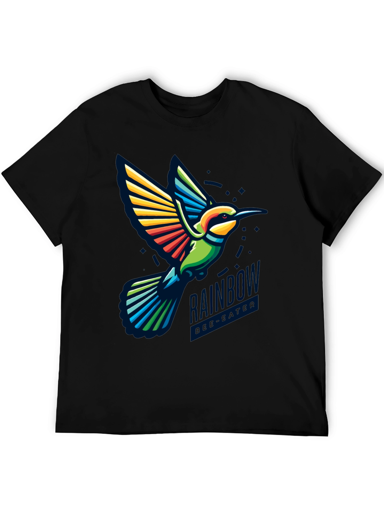 Black Rainbow Hummingbird Graphic Tee - Stylish Bird Lover Shirt view 5