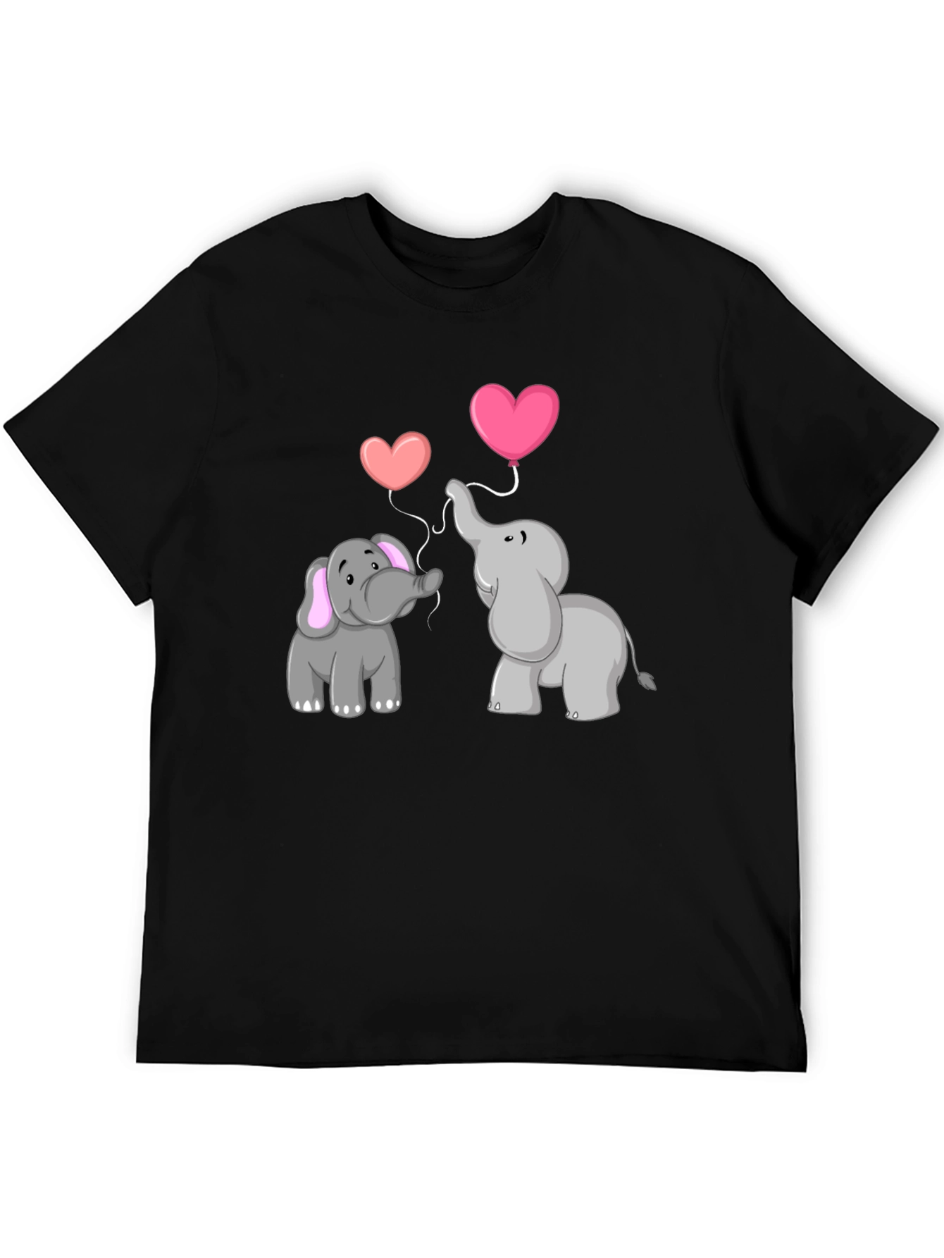 Black Elephant Love T-Shirt - Heart Balloon Design view 5