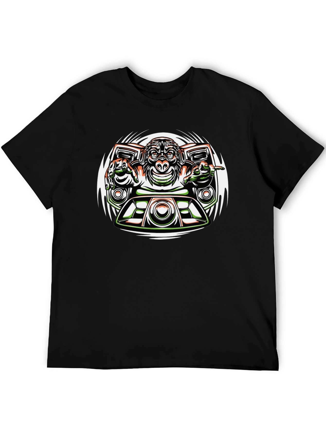 Black DJ Monkey Graphic Tee - Unique Streetwear Design view 5