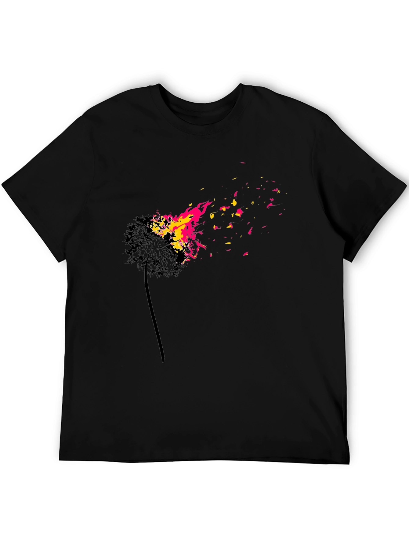 Black Burning Dandelion Graphic T-Shirt view 5