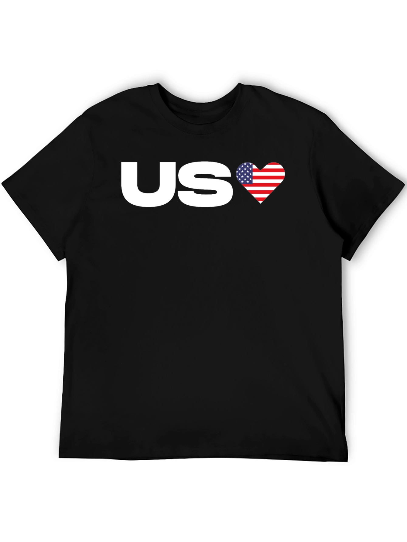 Black US Flag Heart Graphic Tee - Patriotic Pride view 5