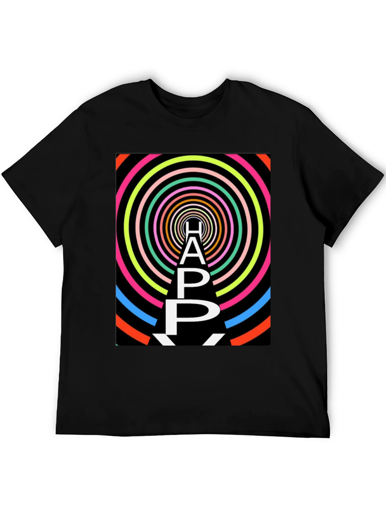Black Happy Graphic Tee - Black Unisex Shirt view 5