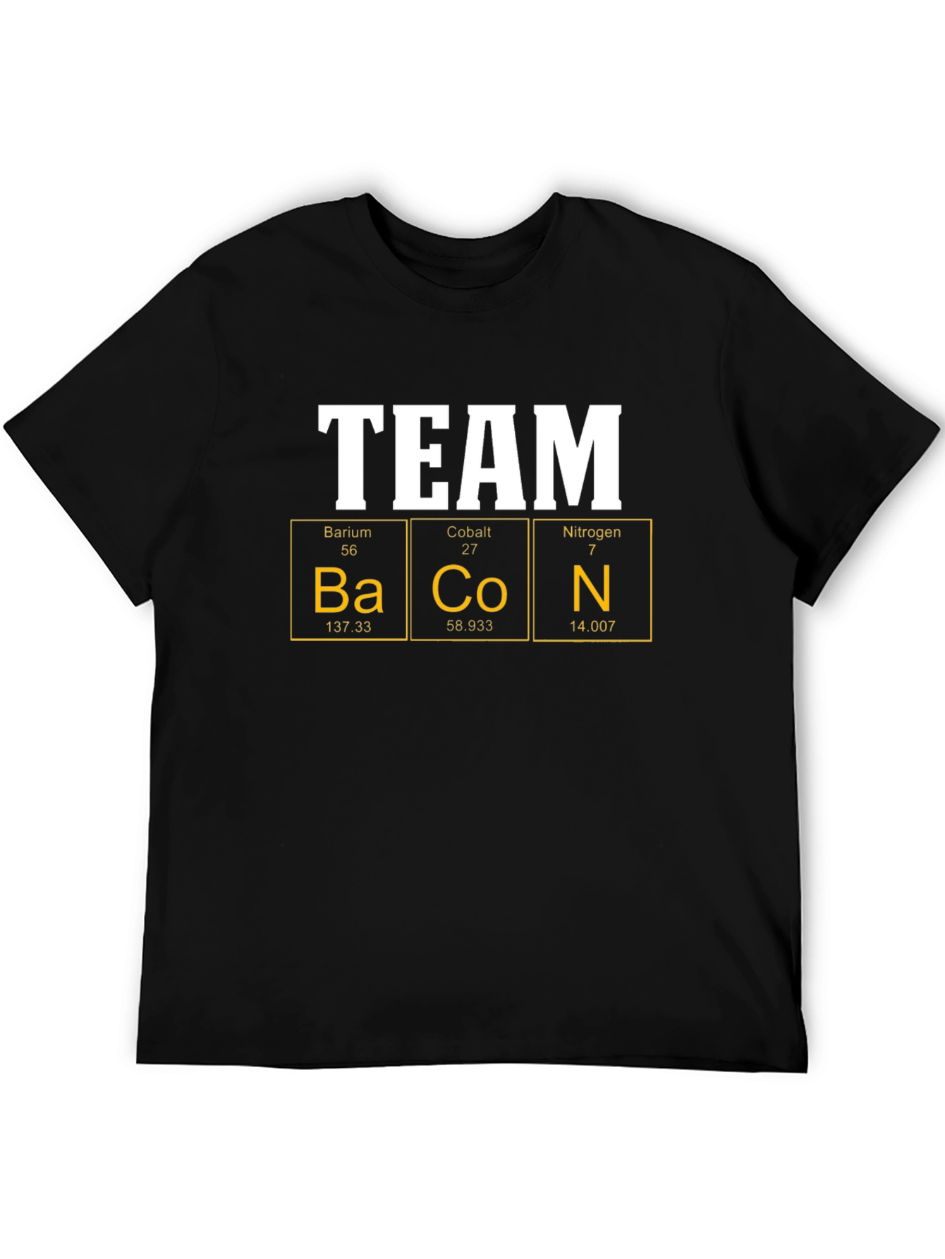 Black Team Bacon T-Shirt - Periodic Table Elements view 5