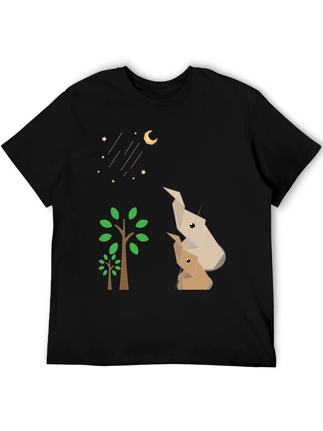Black Origami Animals Black Graphic Tee view 5