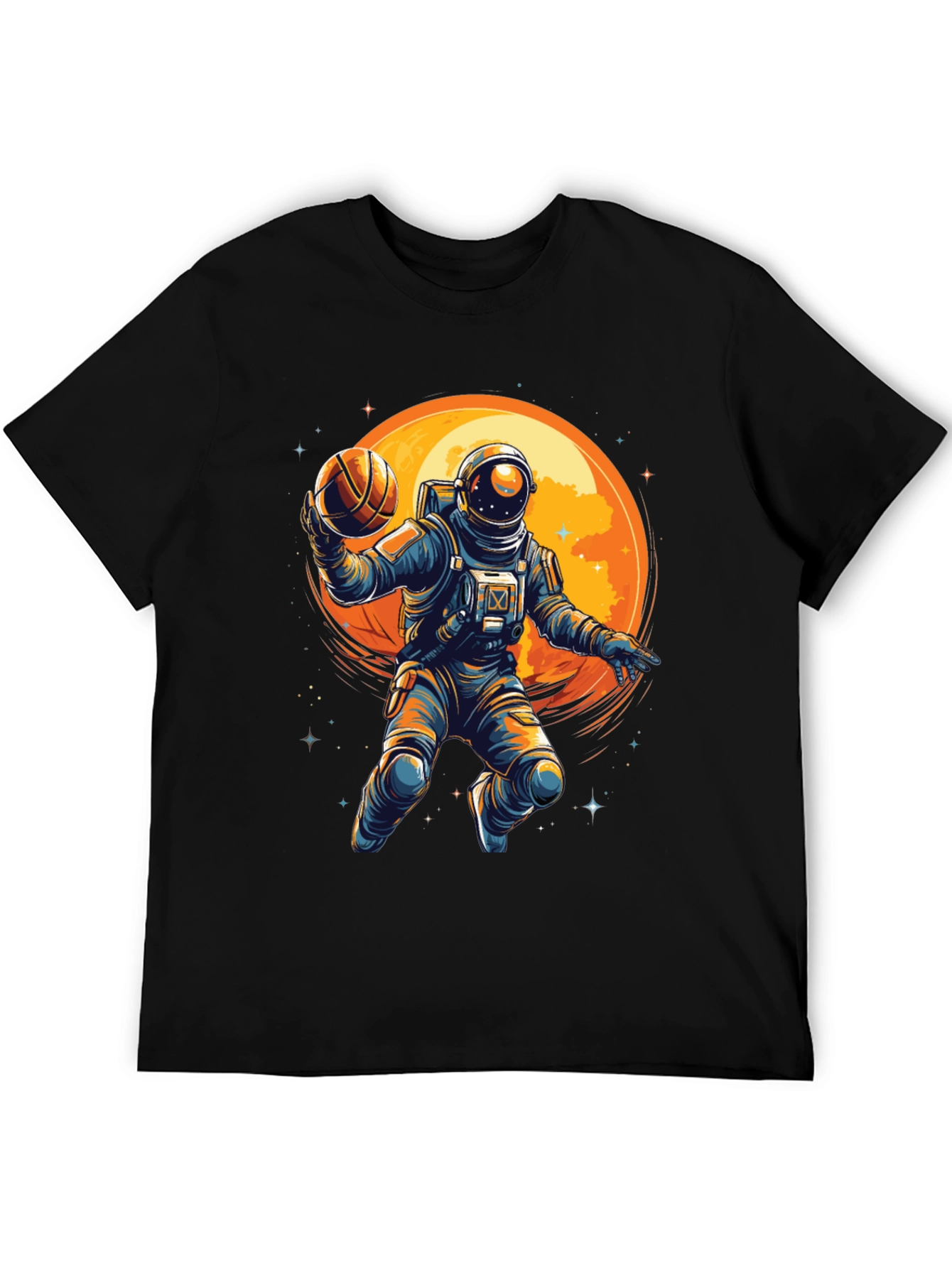 Black Astronaut Basketball Graphic T-Shirt view 5