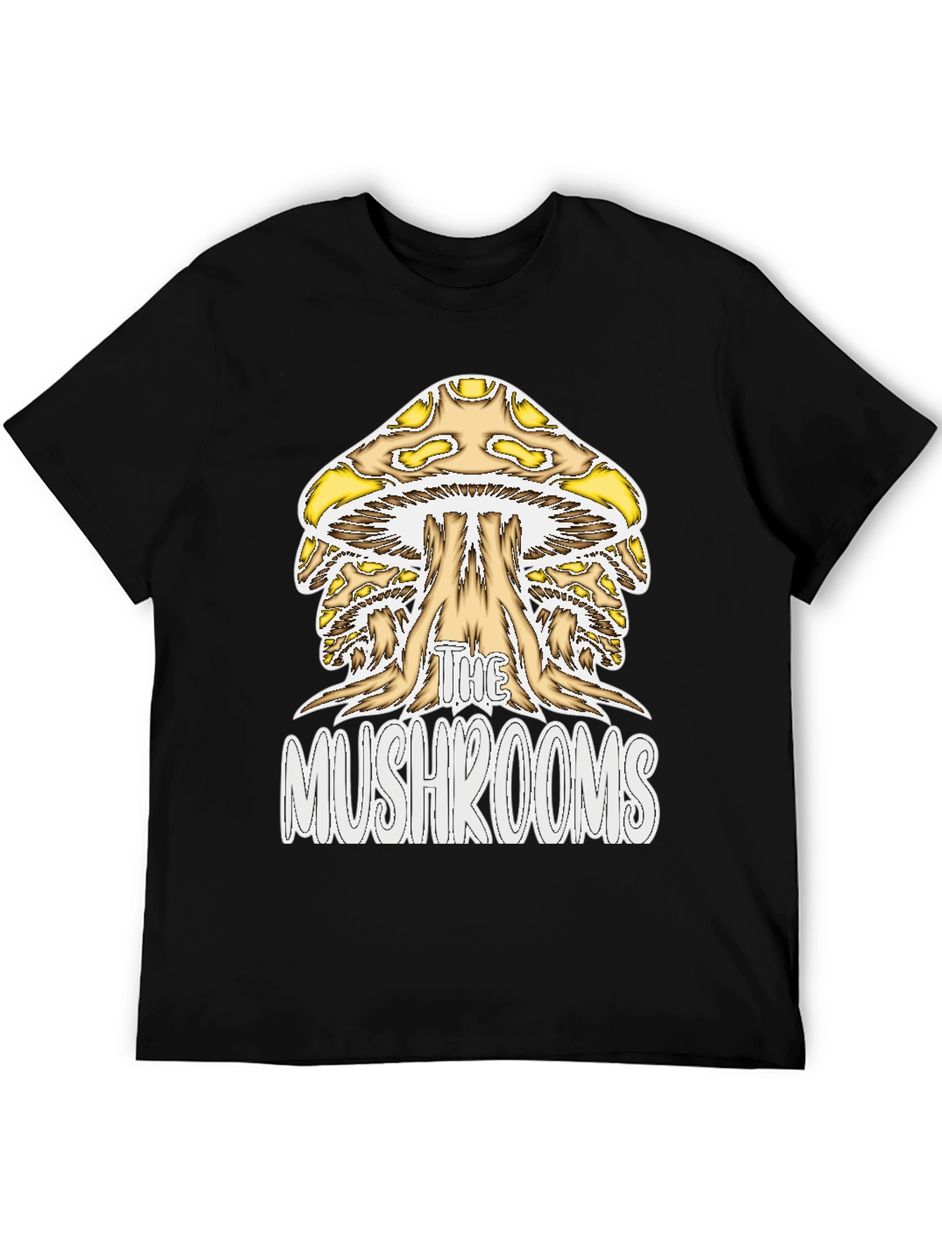Black The Mushrooms Graphic Tee - Black Cotton Blend Shirt view 5