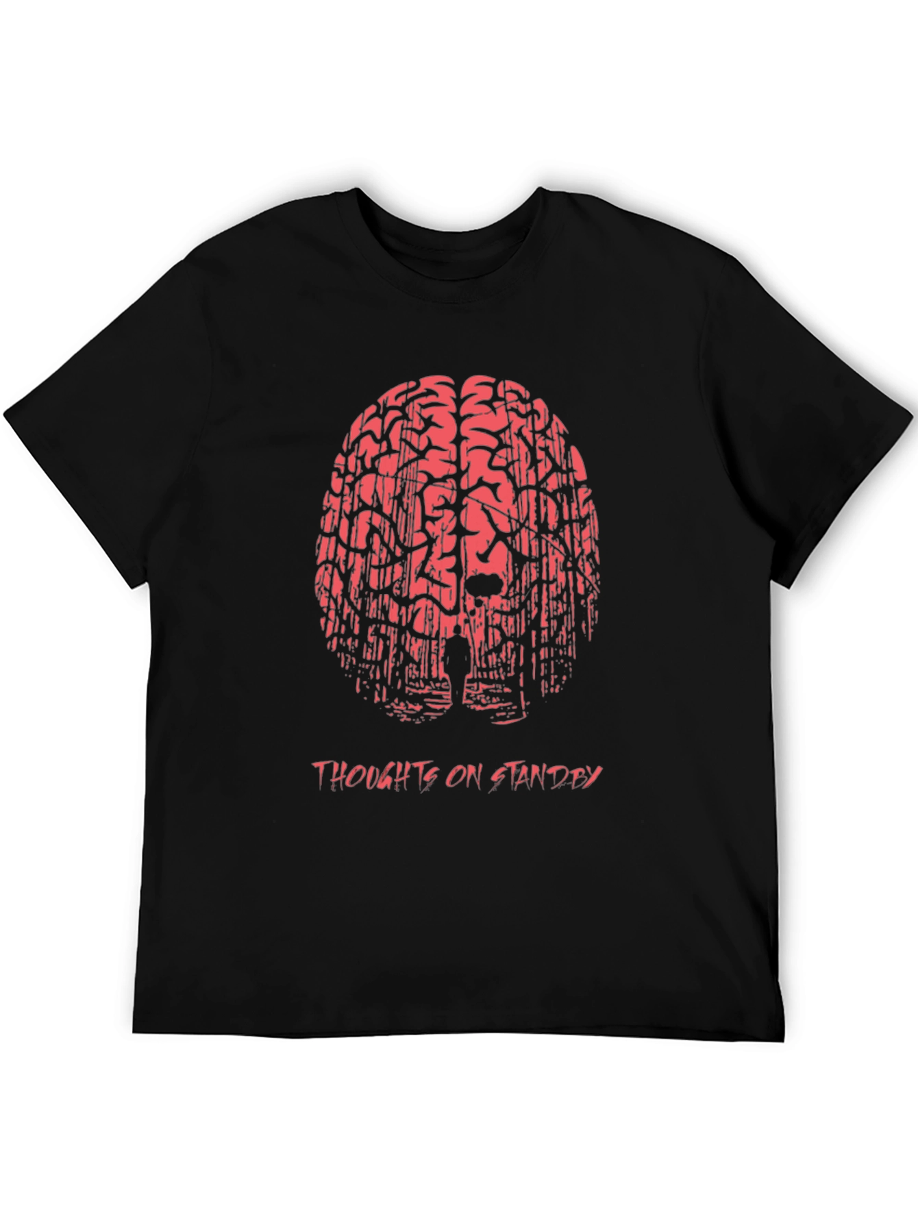 Black Thoughts on Standby Graphic Print T-Shirt view 5