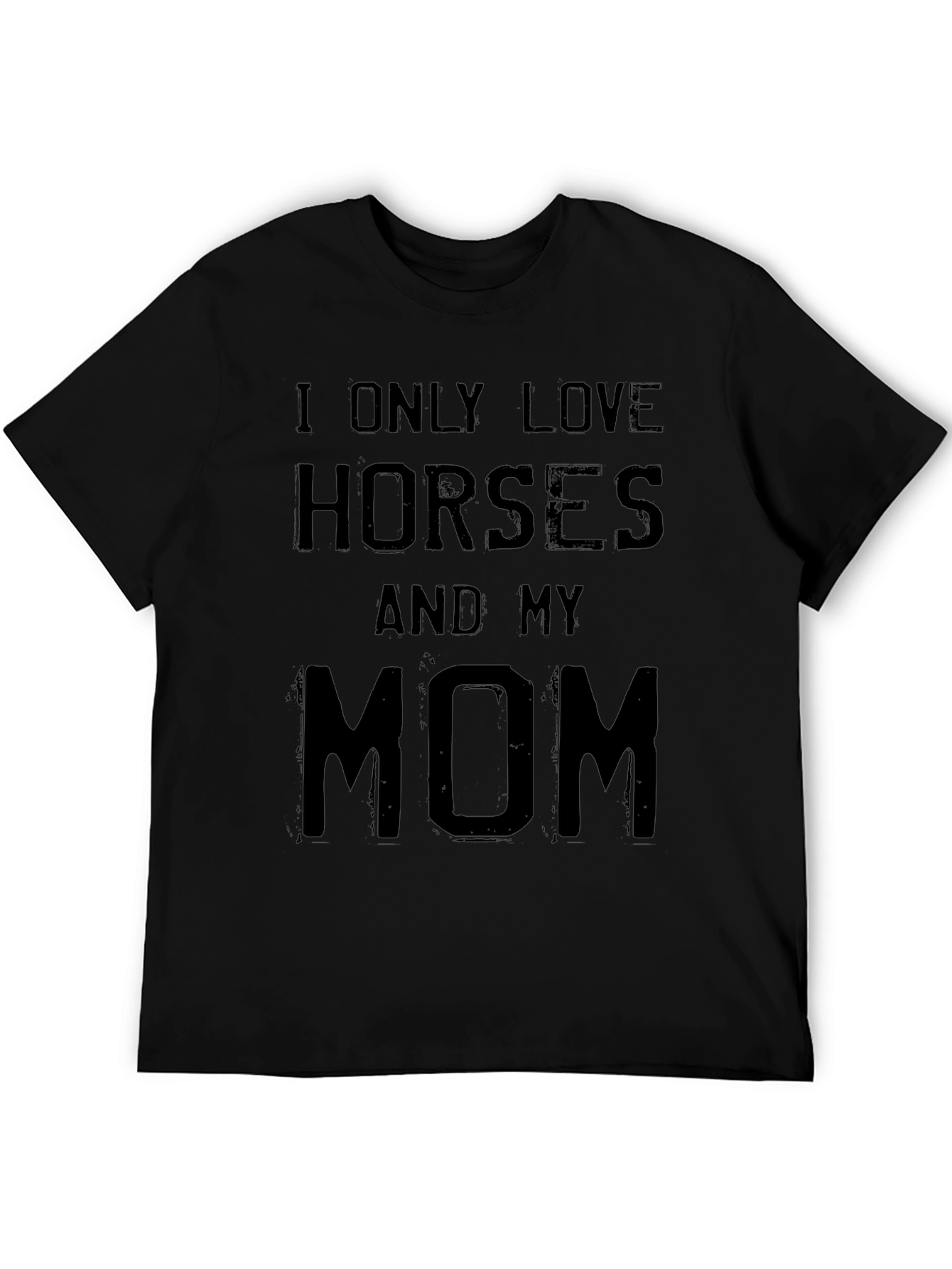 Black I Love Horses and My Mom Black T-Shirt view 5