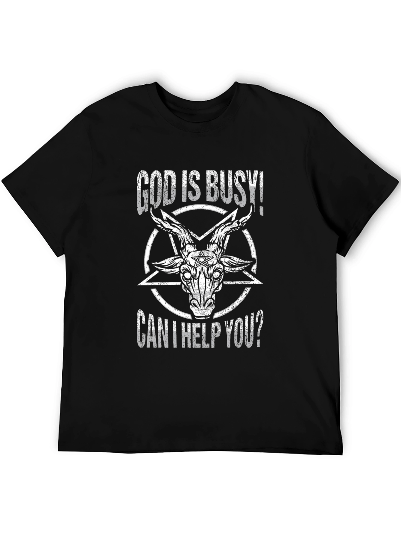 Black God is Busy Satanic Goat Graphic T-Shirt view 5