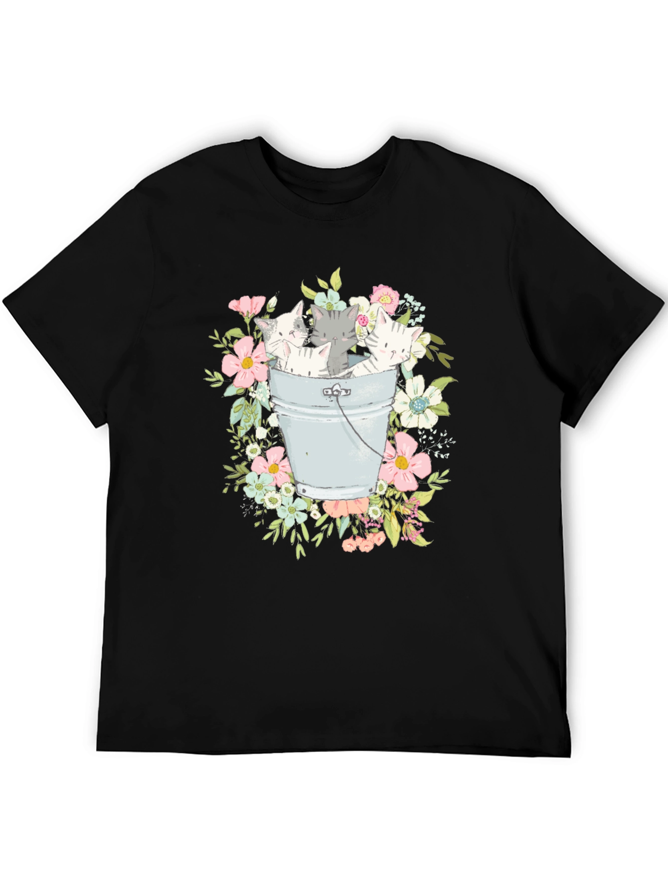 Black Kittens in a Bucket Graphic T-Shirt view 5