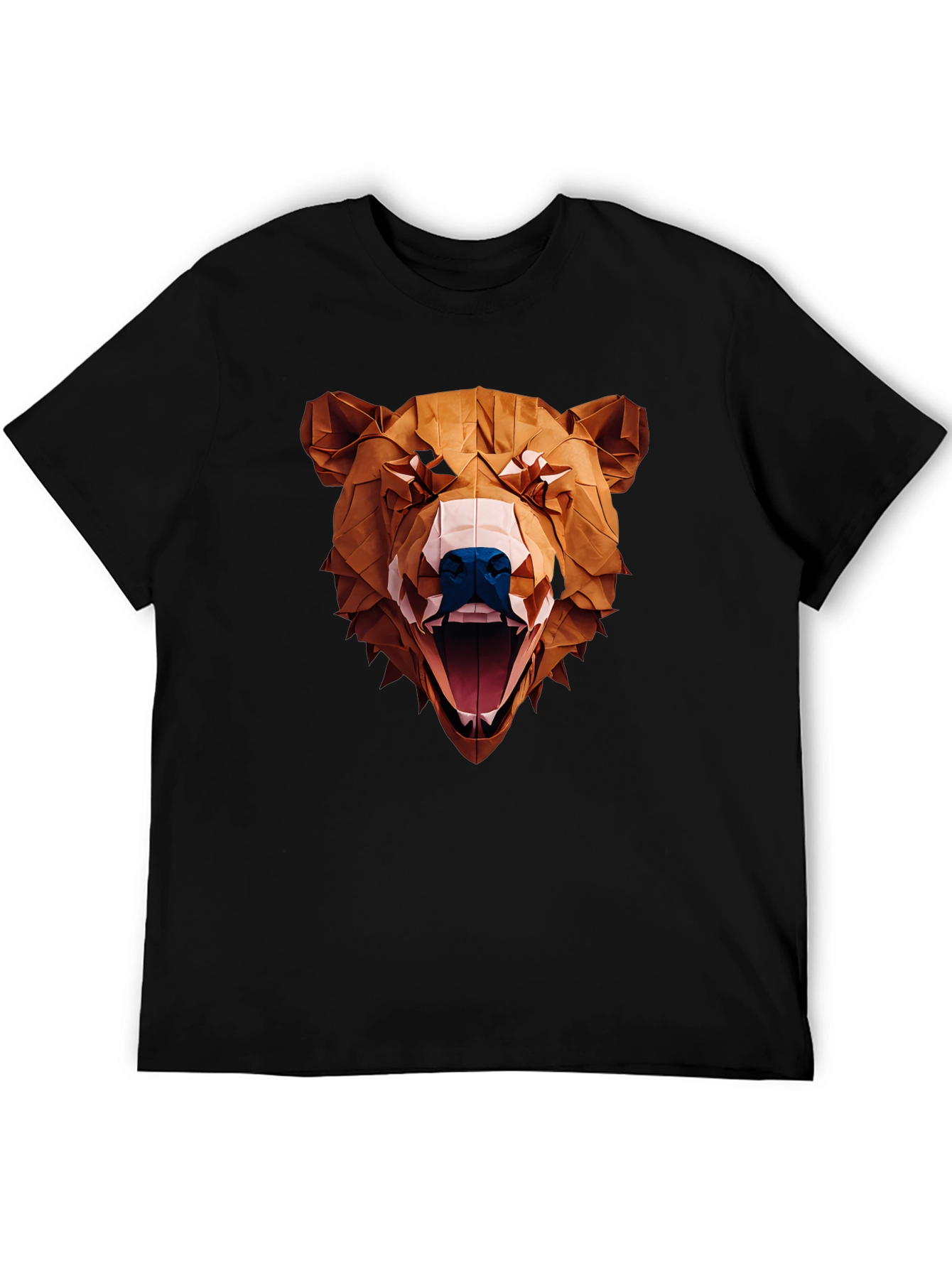 Black Geometric Bear Graphic Tee - Black view 5