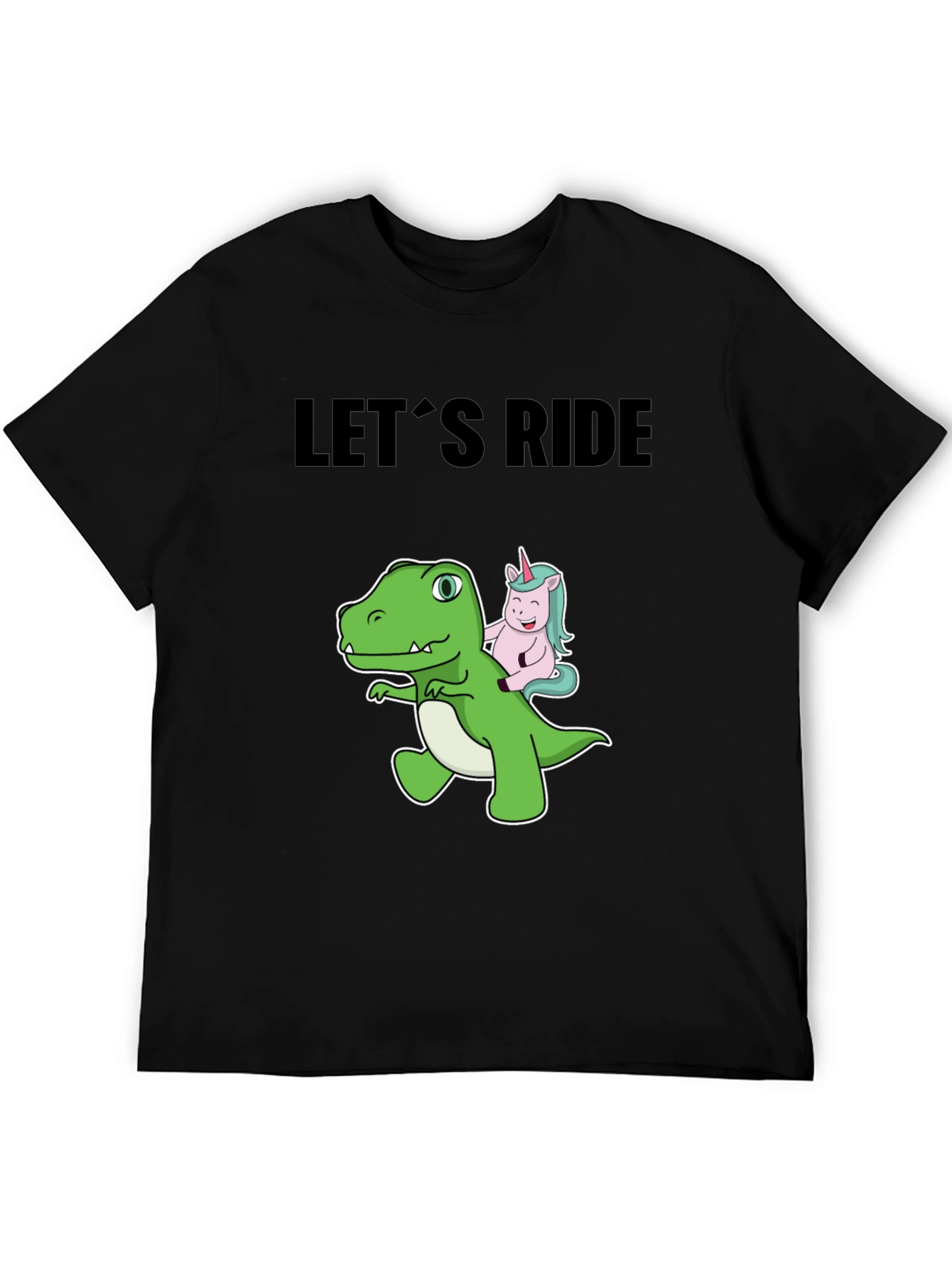 Black Dino and Unicorn Let's Ride Graphic Tee view 5