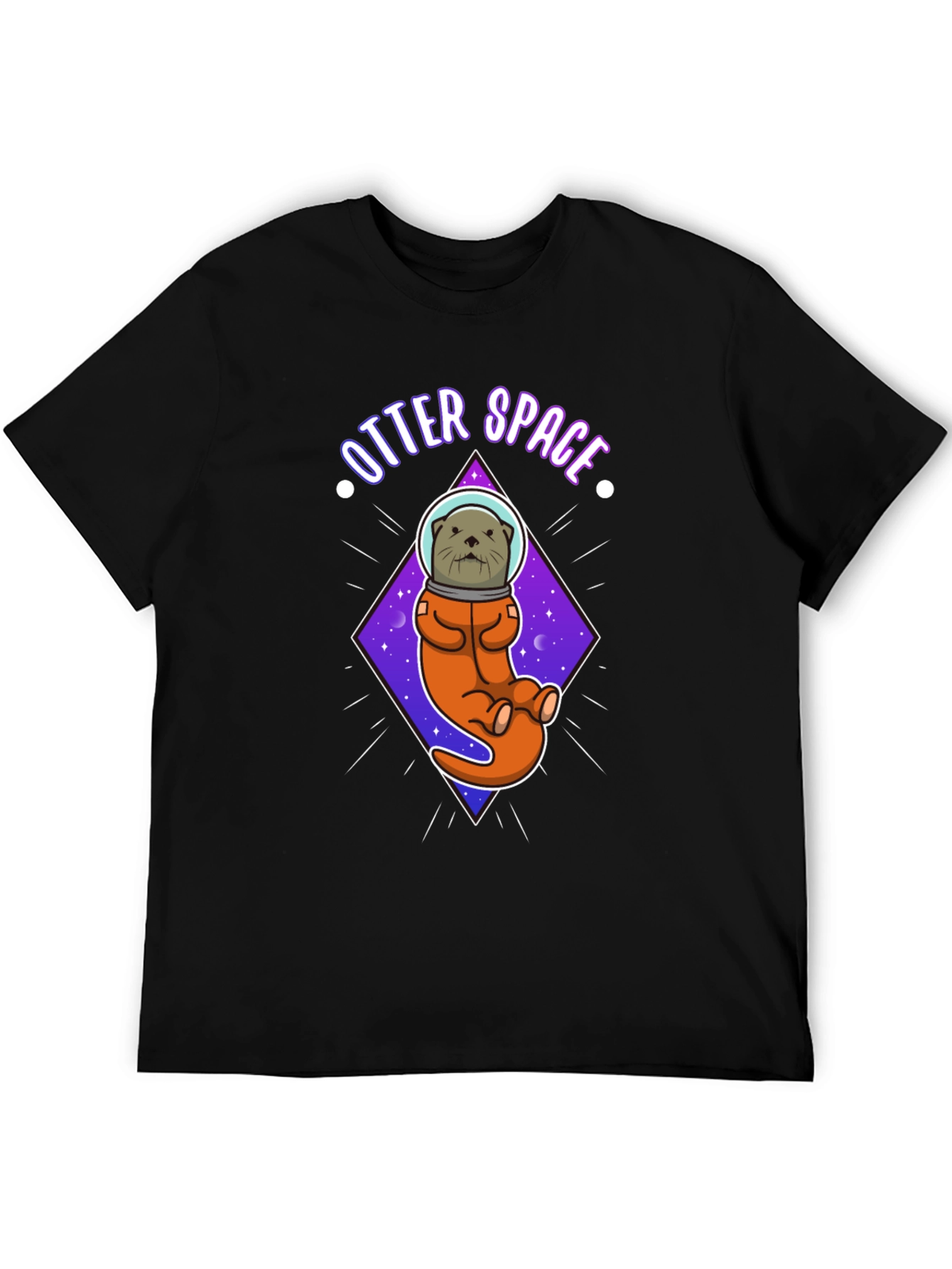 Black Otter Space Graphic T-Shirt view 5