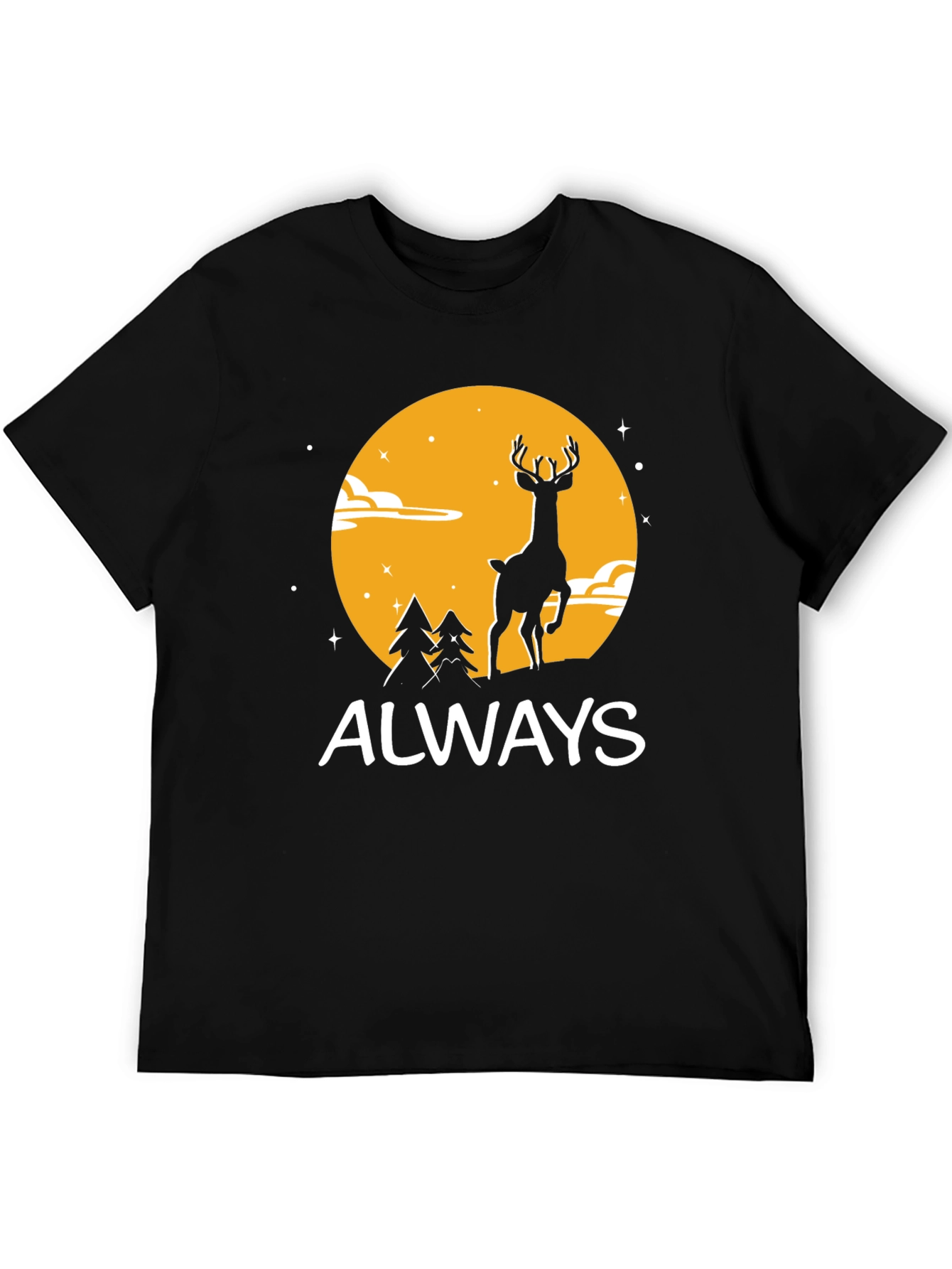 Black Always Deer Graphic Tee - Black T-Shirt view 5