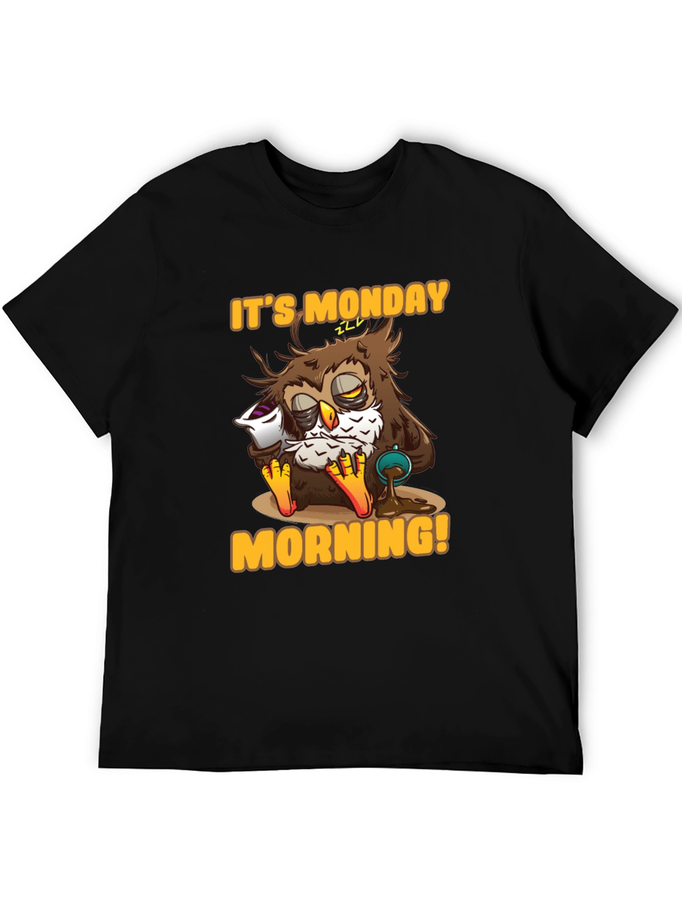 Black It's Monday Morning Owl T-Shirt view 5