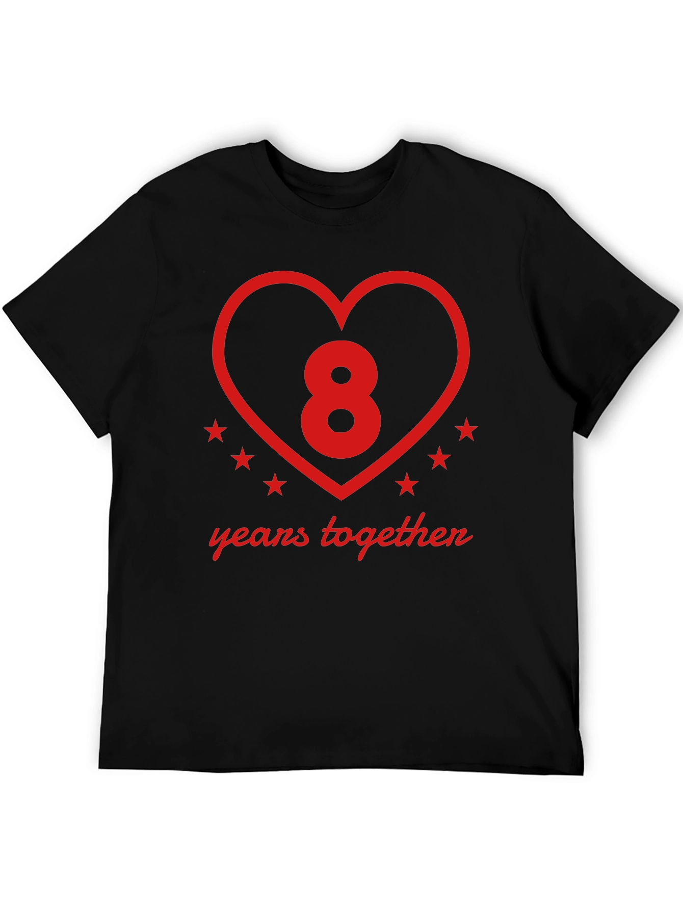 Black 8 Years Together Anniversary T-Shirt view 5