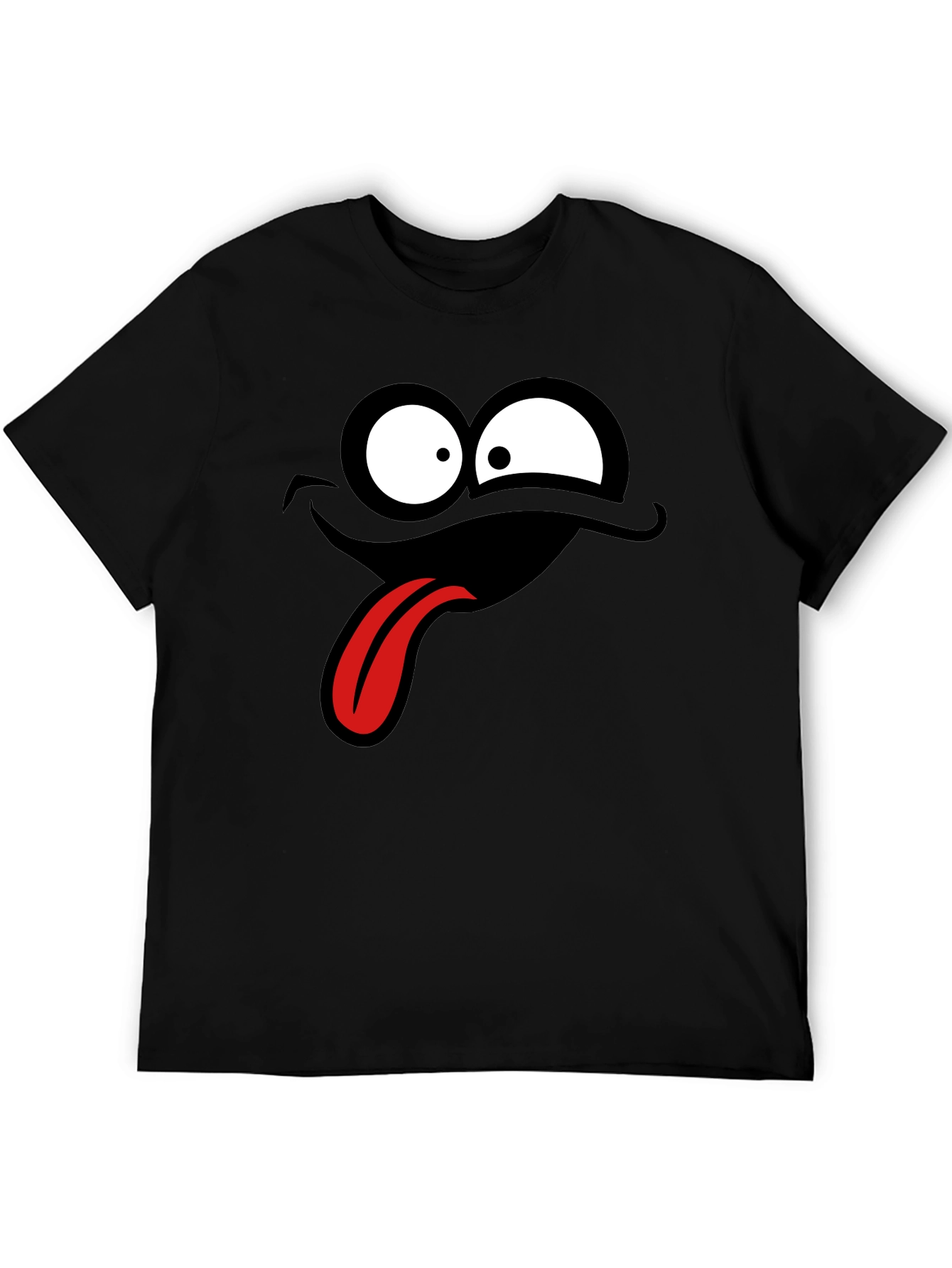Black Funny Cartoon Face Black T-Shirt view 5
