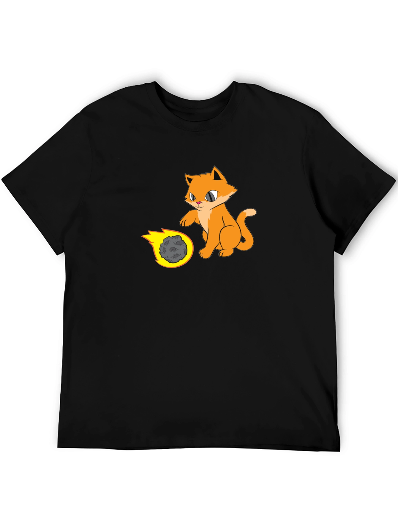 Black Cool Cat Playing with Meteor T-Shirt view 5