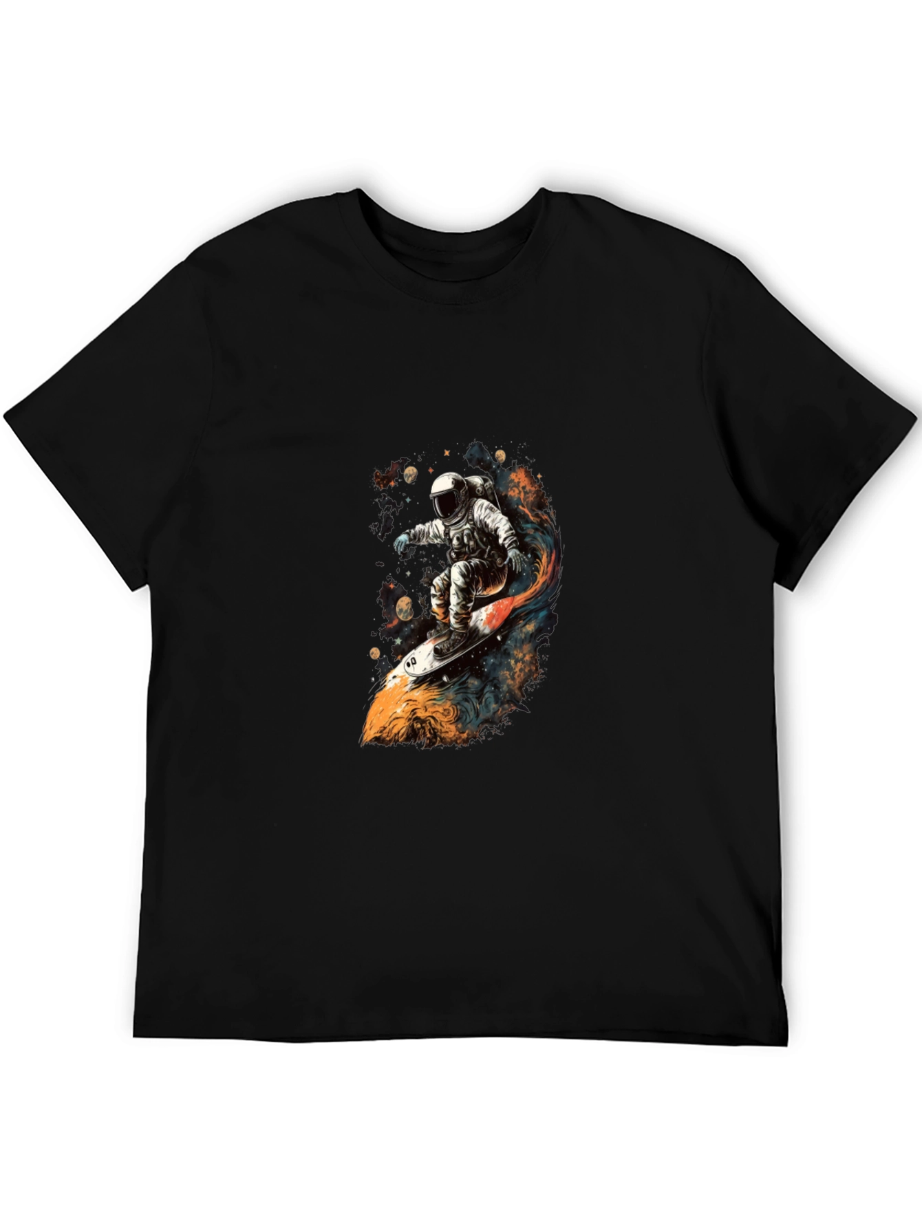 Black Astronaut Space Surfer Graphic T-Shirt view 5