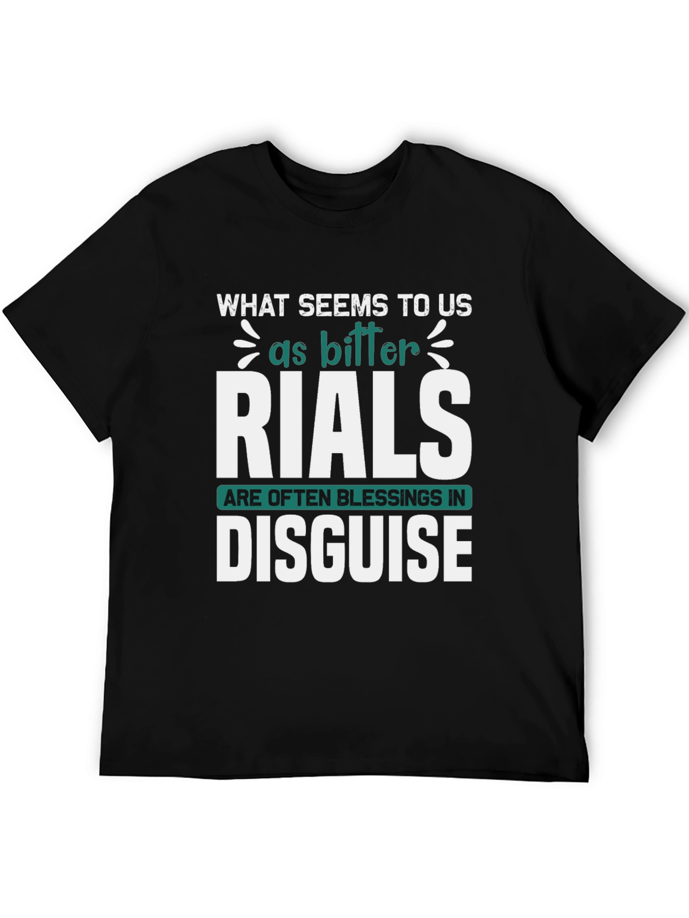Black Inspirational Graphic Tee: Trials Are Blessings Disguised view 5