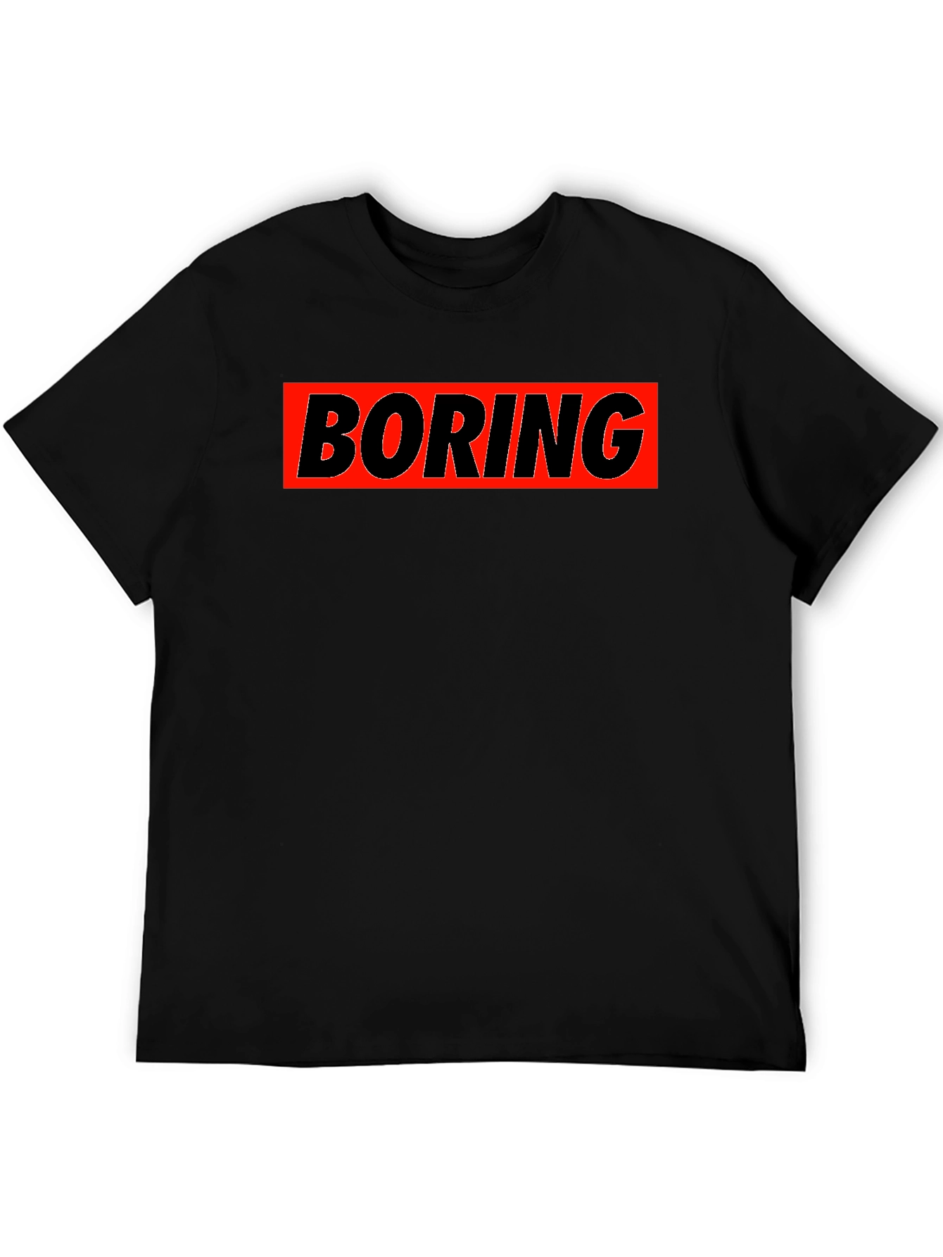 Black Boring Graphic T-Shirt - Classic Crew Neck view 5