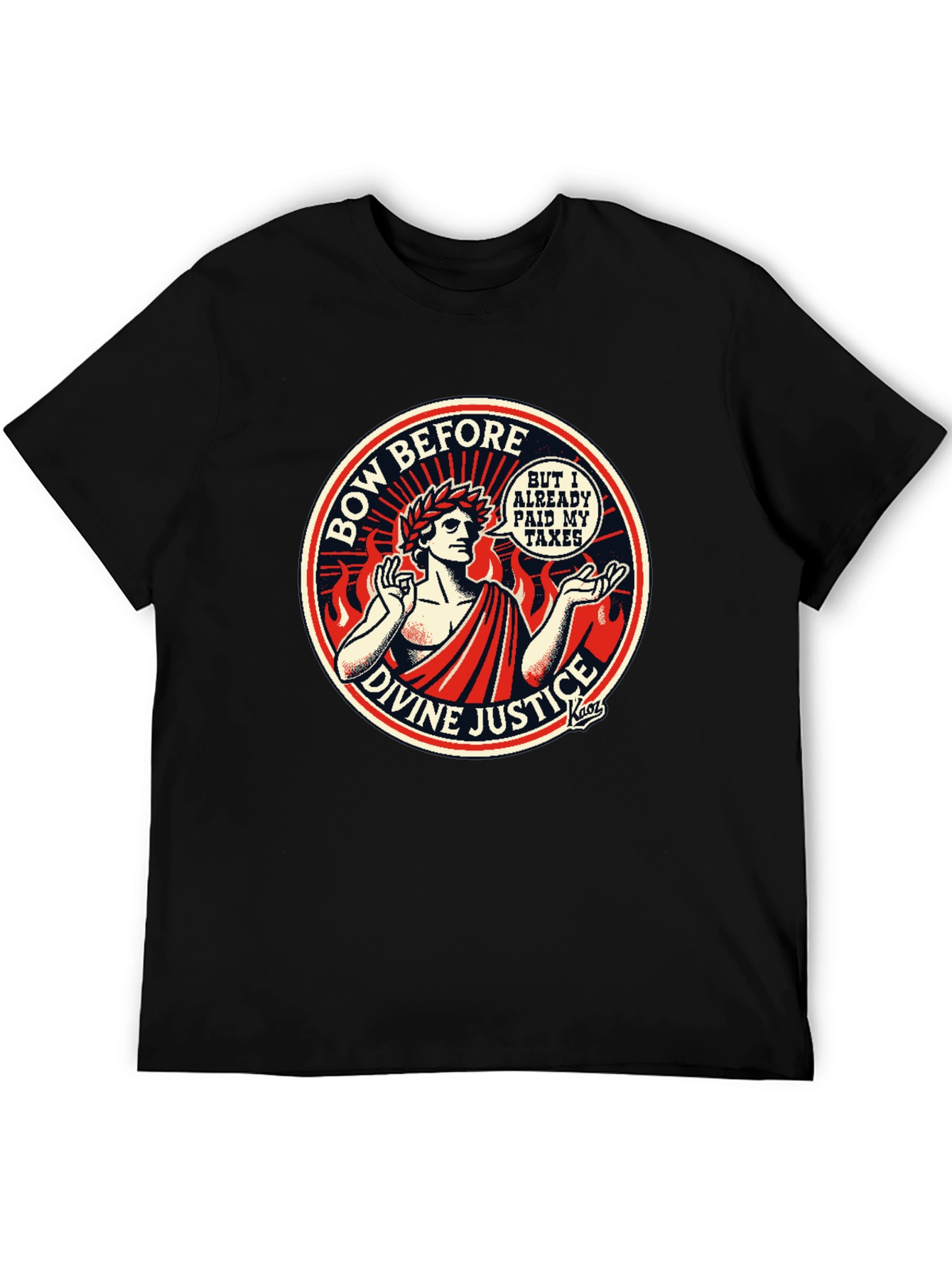 Black Bow Before Divine Justice Funny T-Shirt view 5