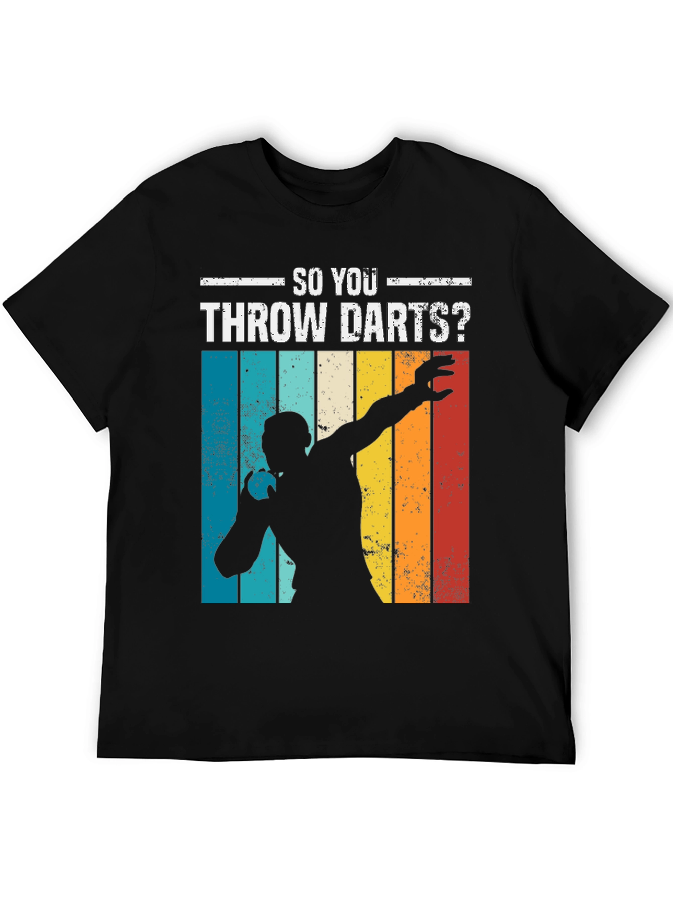 Black So You Throw Darts? Retro Style T-Shirt view 5