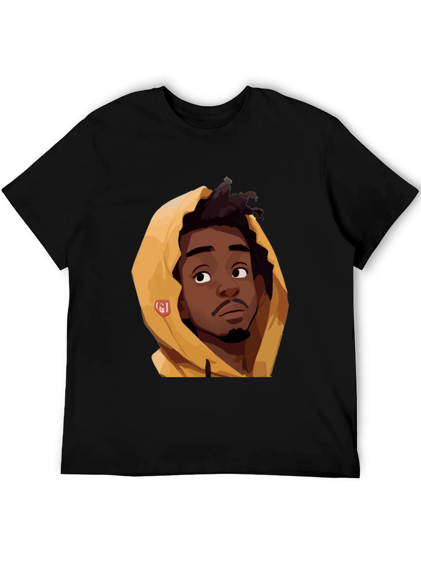Cartoon Portrait Graphic Black T-Shirt - 5