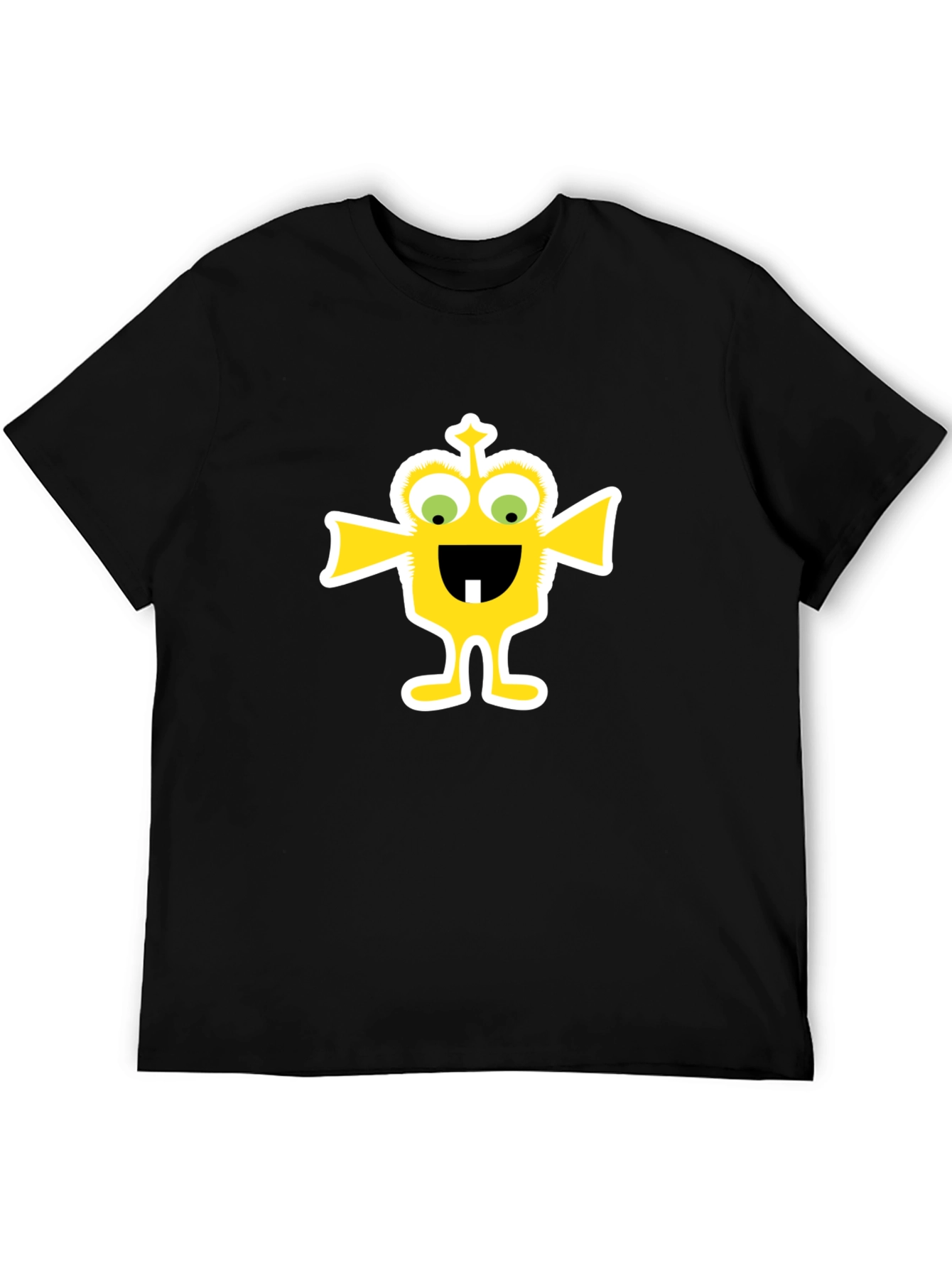 Black Funny Yellow Monster Graphic Tee - Black Cotton T-Shirt view 5