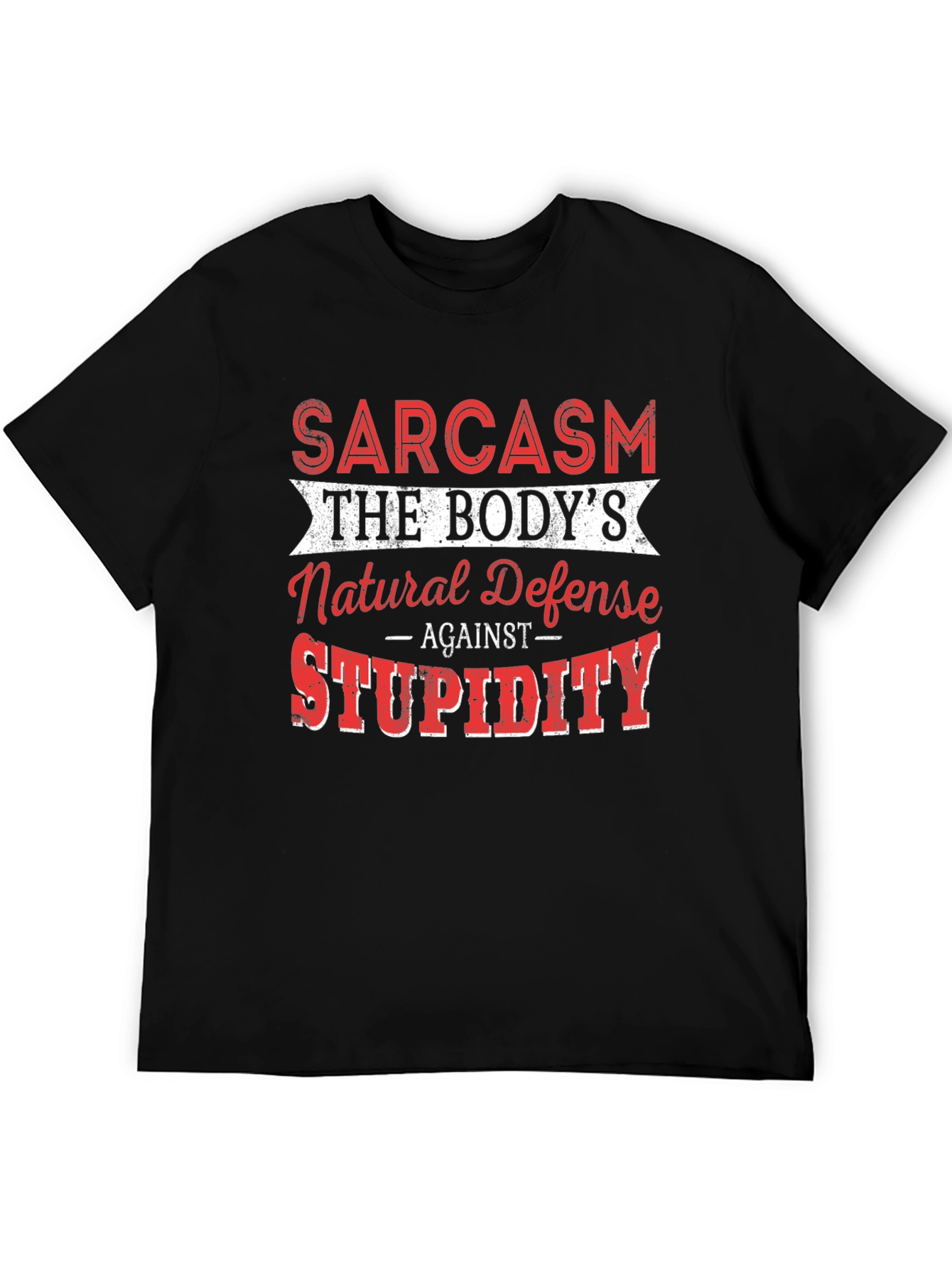 Black Sarcasm Natural Defense Graphic T-Shirt view 5