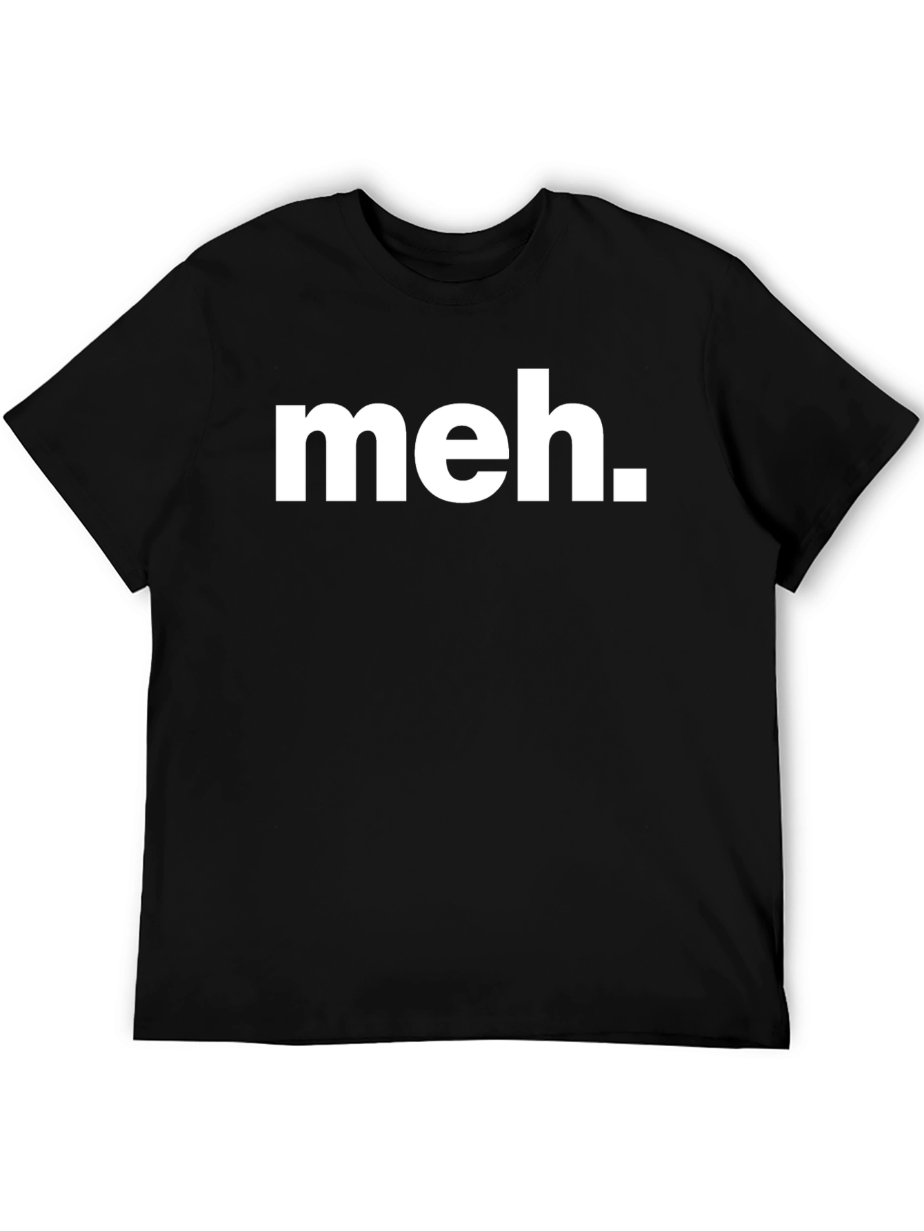Black Meh T-Shirt - Black Crew Neck Tee view 5