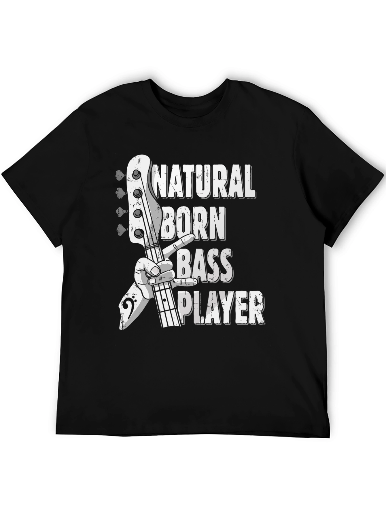 Black Natural Born Bass Player Graphic Tee view 5