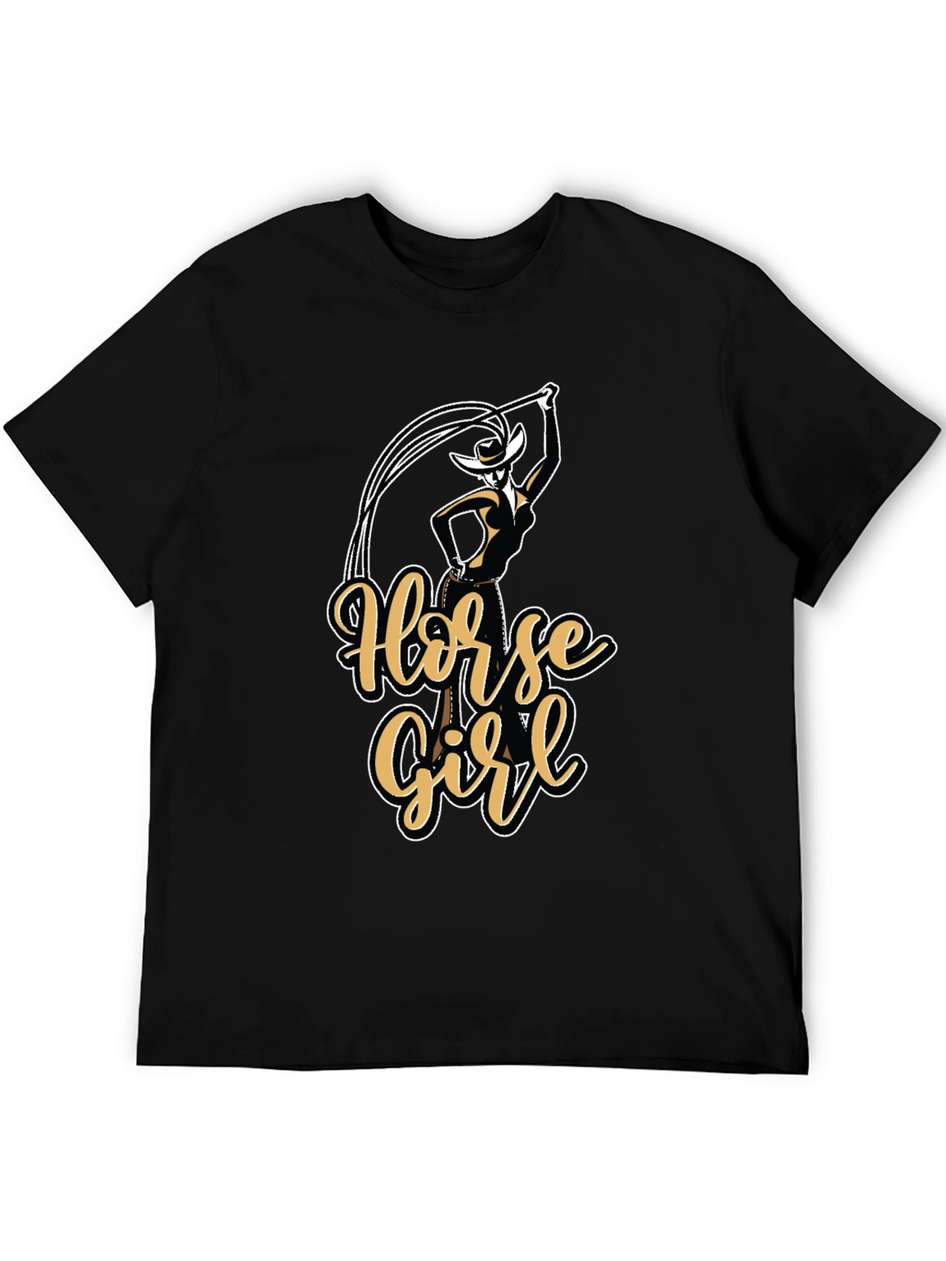 Black Horse Girl Graphic T-Shirt - Black view 5
