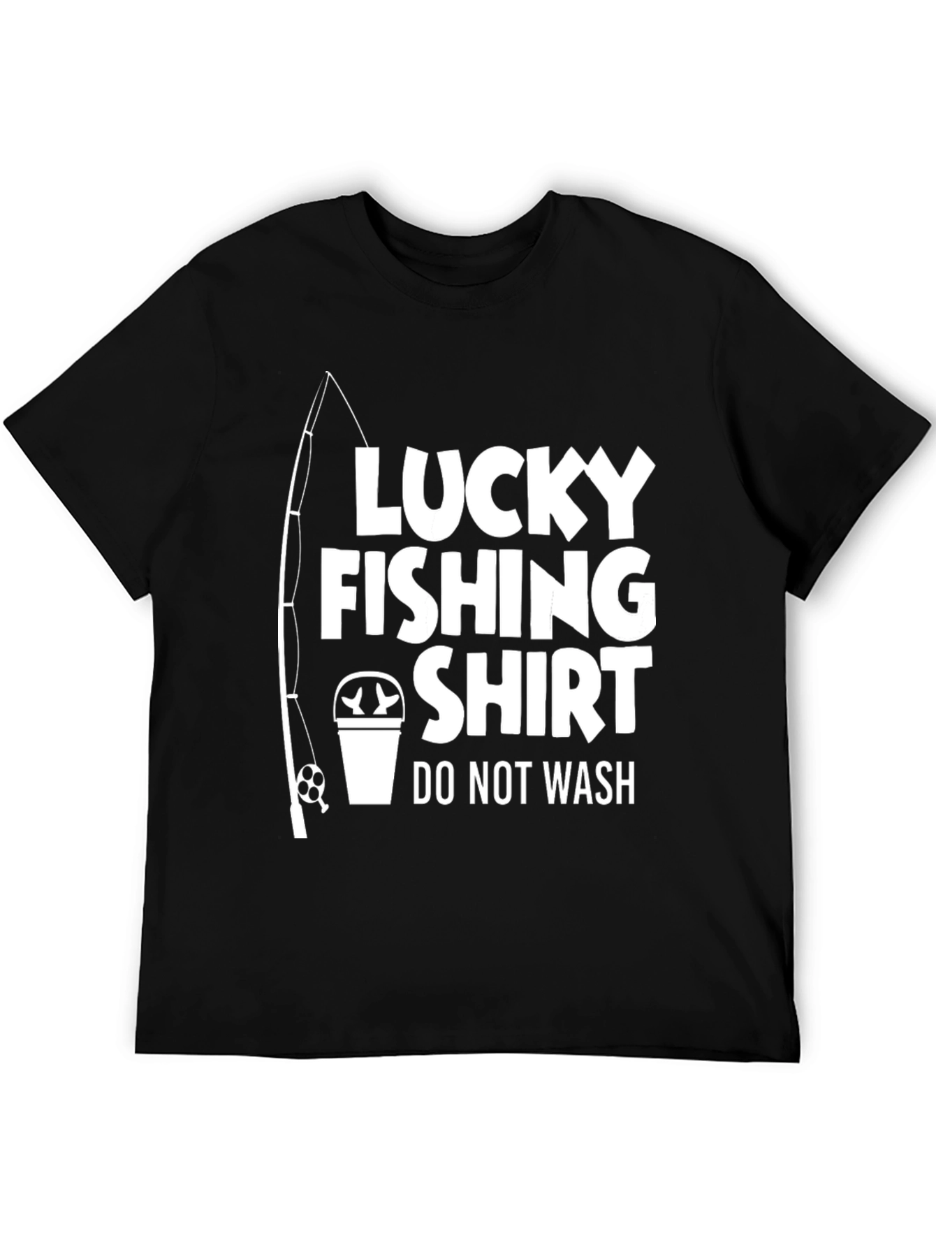 Black Lucky Fishing Shirt - Novelty Graphic Tee view 5