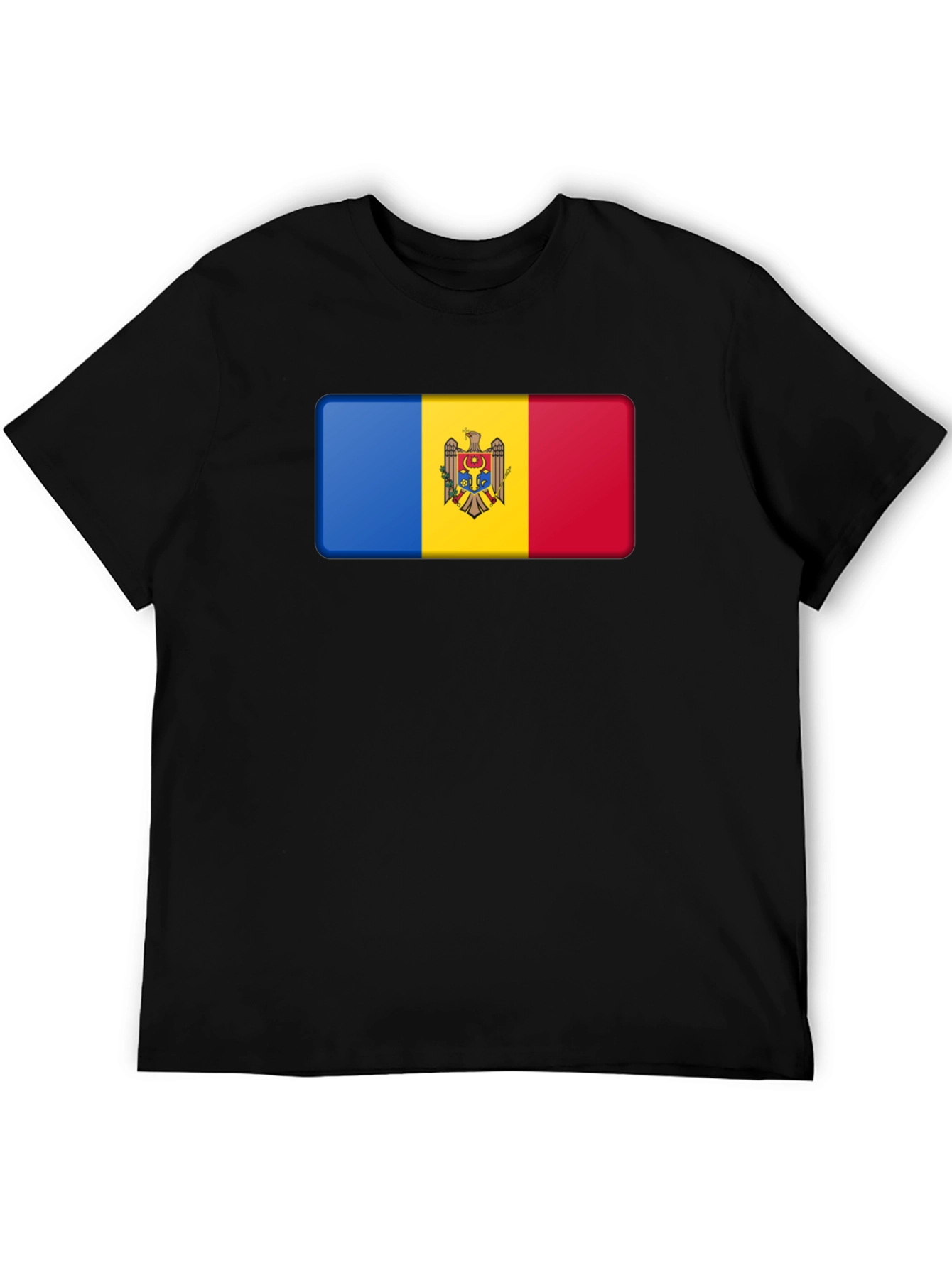 Black Moldova Flag T-Shirt - Black Cotton Tee view 5
