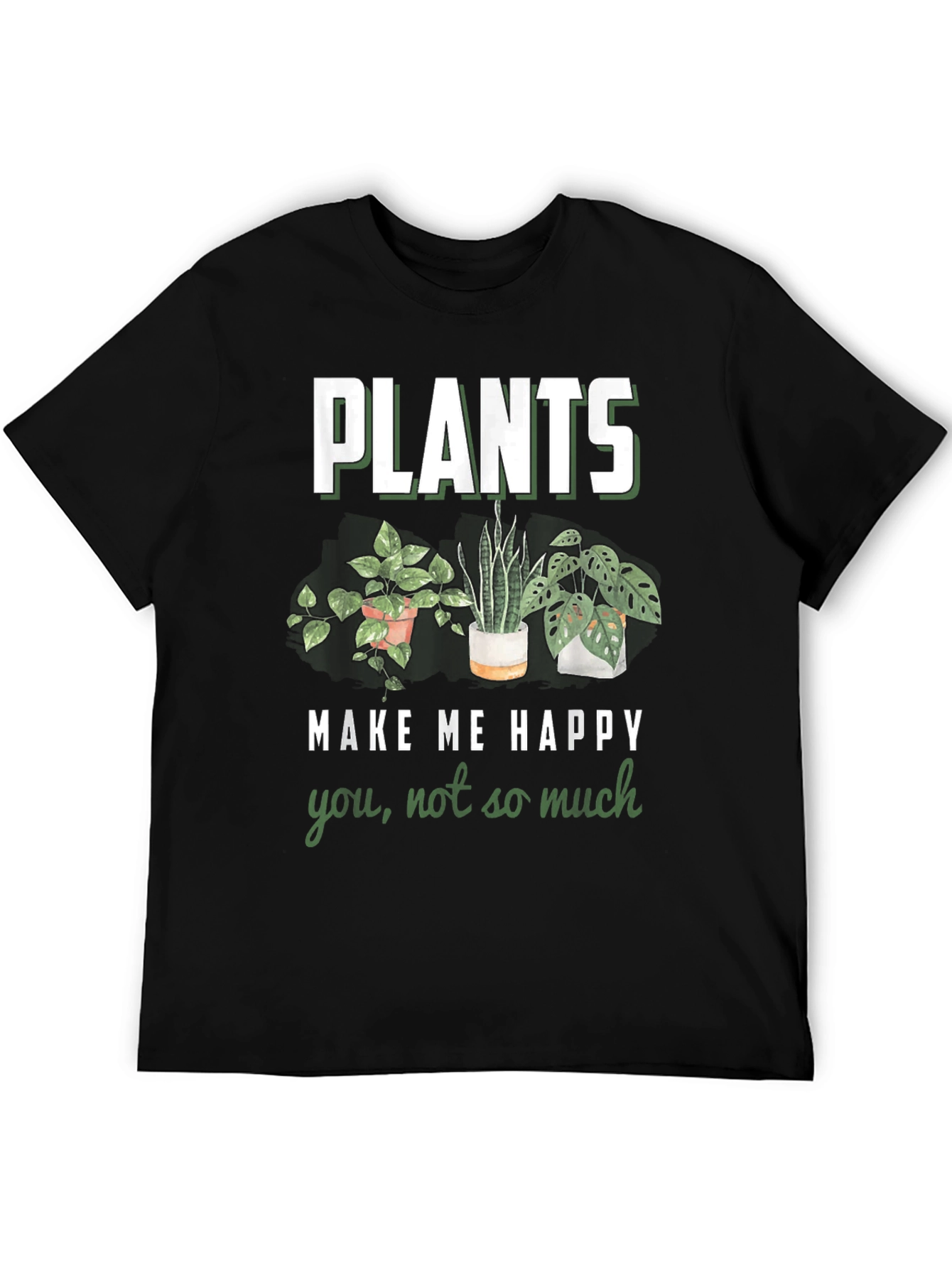 Black Plants Make Me Happy Graphic T-Shirt view 5