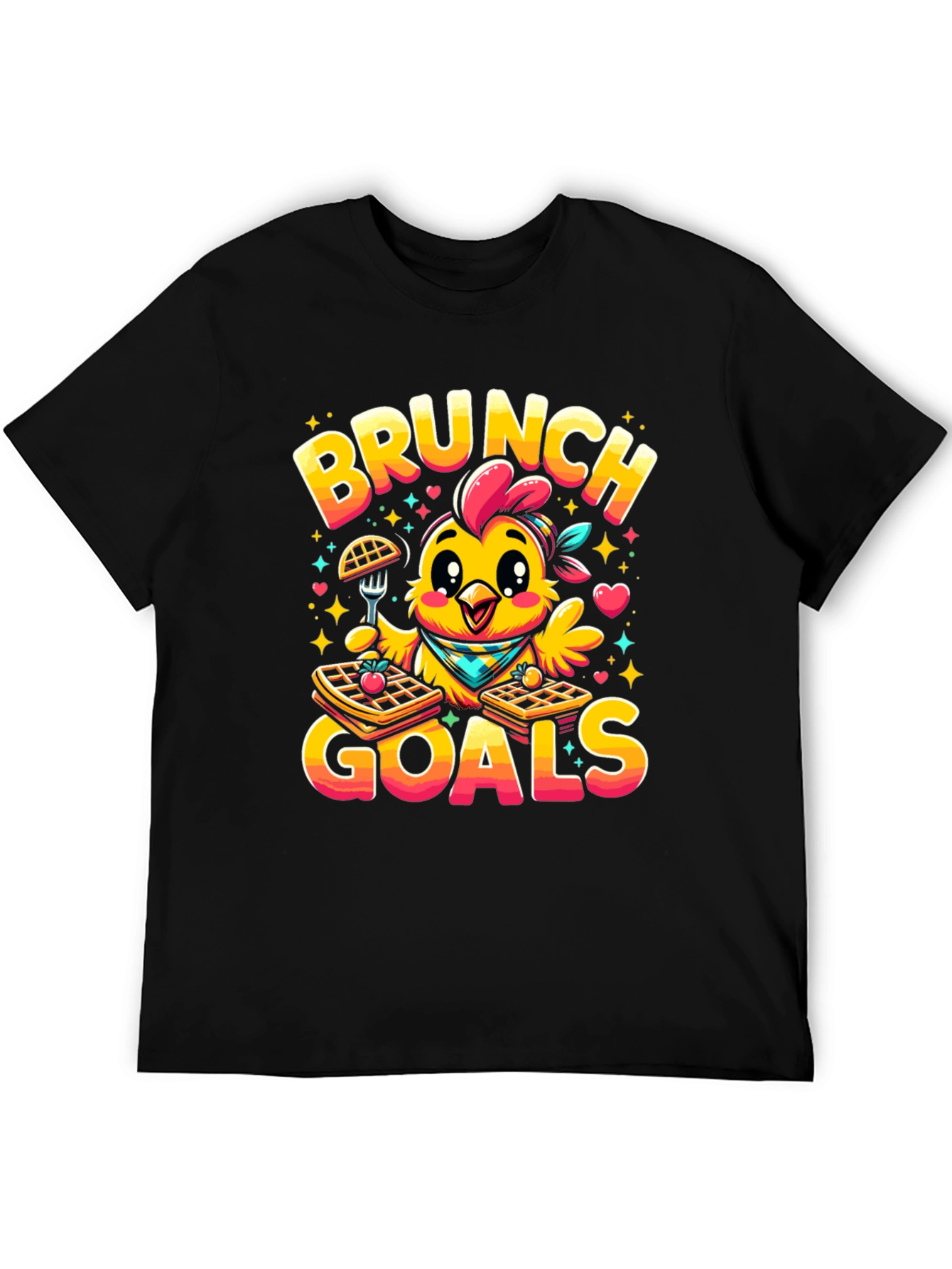 Black Brunch Goals Chicken Graphic Tee view 5