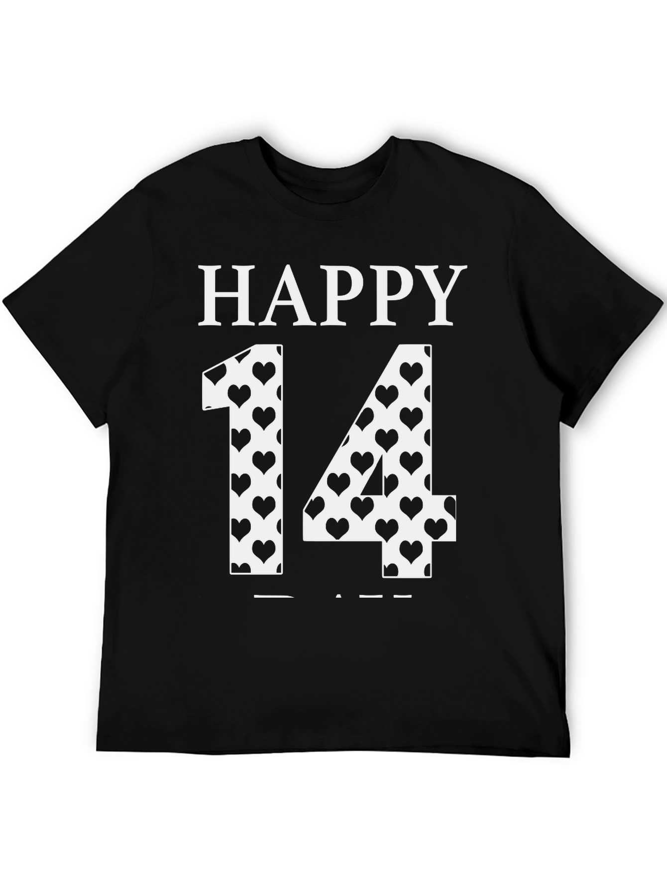 Happy 14 Valentines Day Heart Print T-Shirt - 5