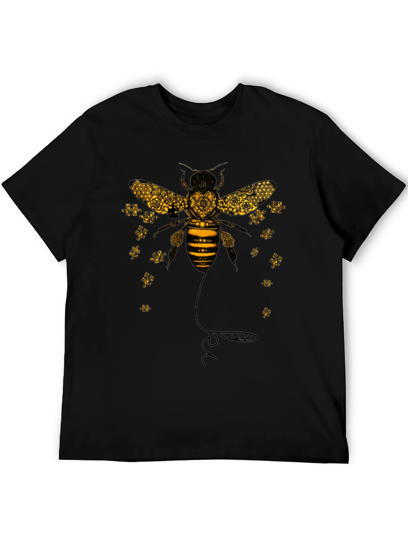 Black Geometric Bee Graphic Black Tee view 5
