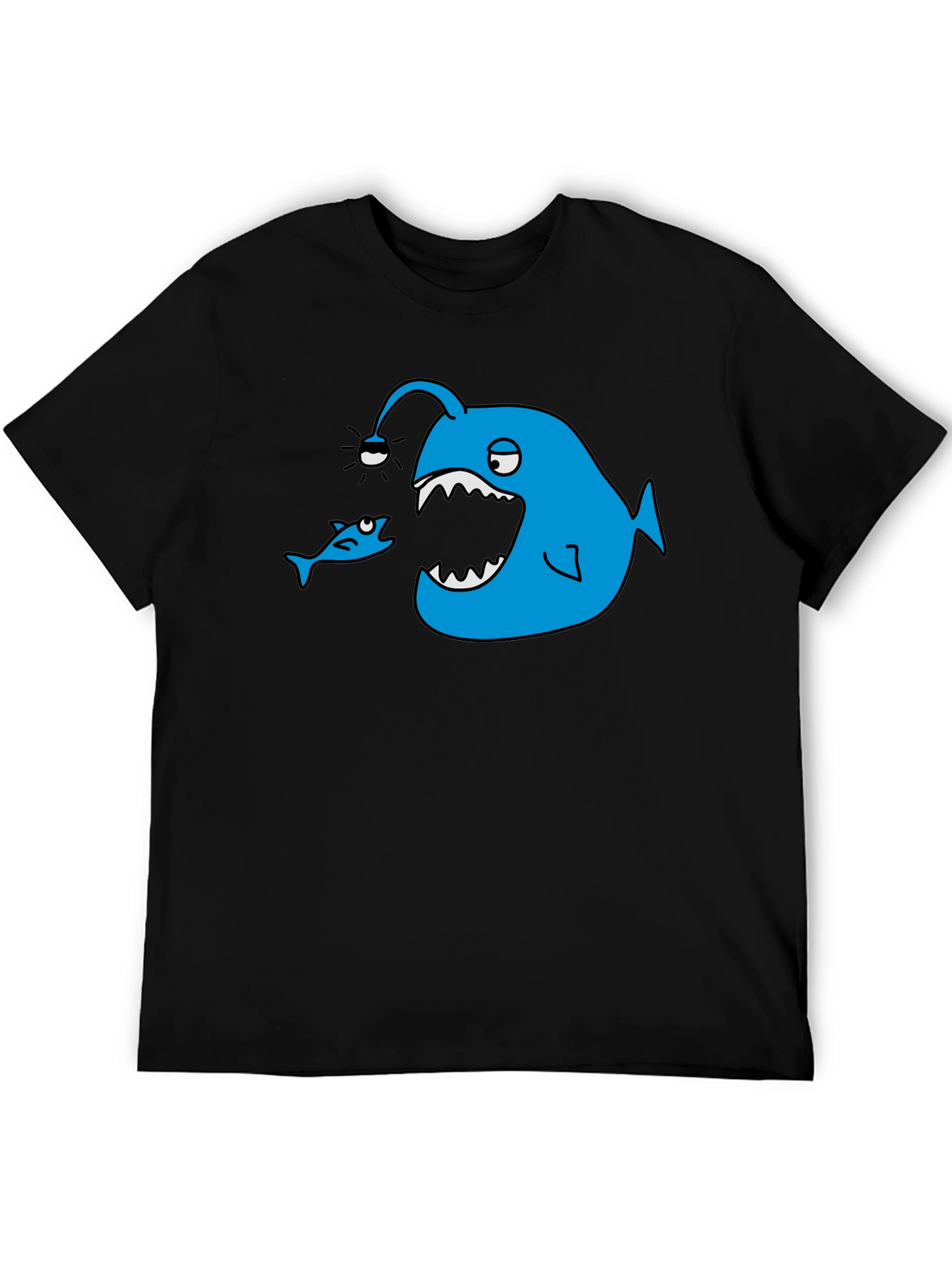 Black Angler Fish Graphic Tee - Black Cotton T-Shirt view 5