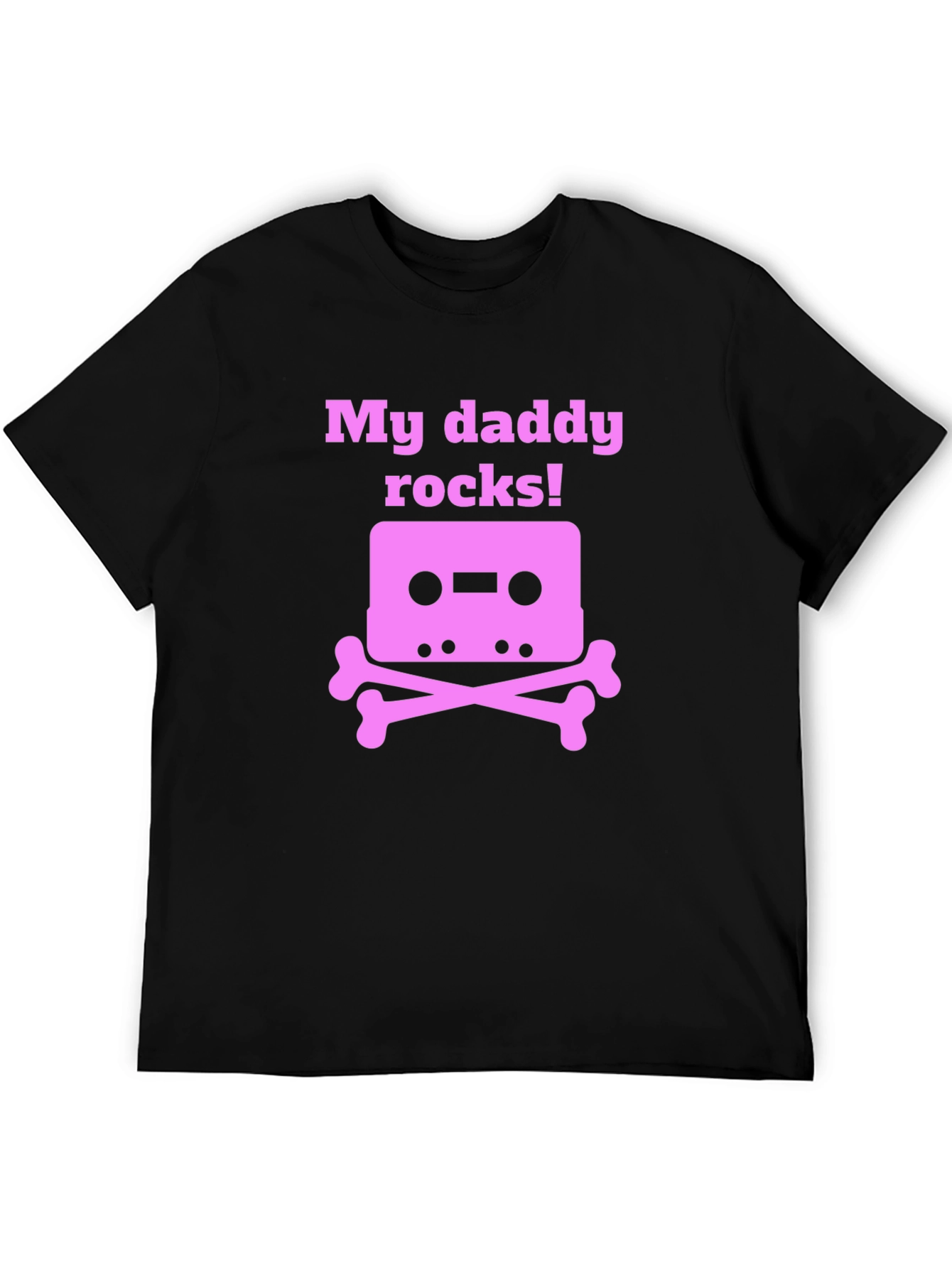 Black My Daddy Rocks! Cassette Skull T-Shirt view 5